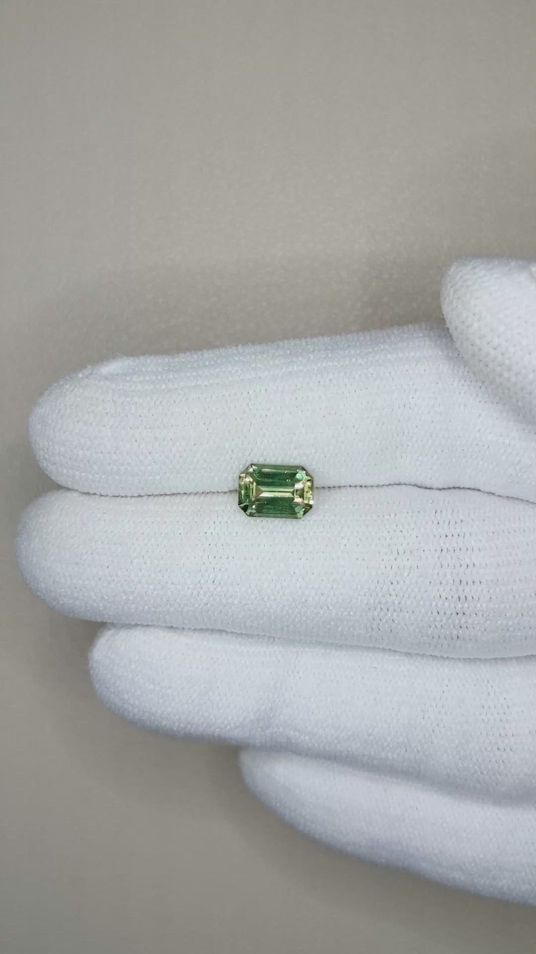 1.57 Ct. Yellowish Green Sapphire from Madagascar Size Video