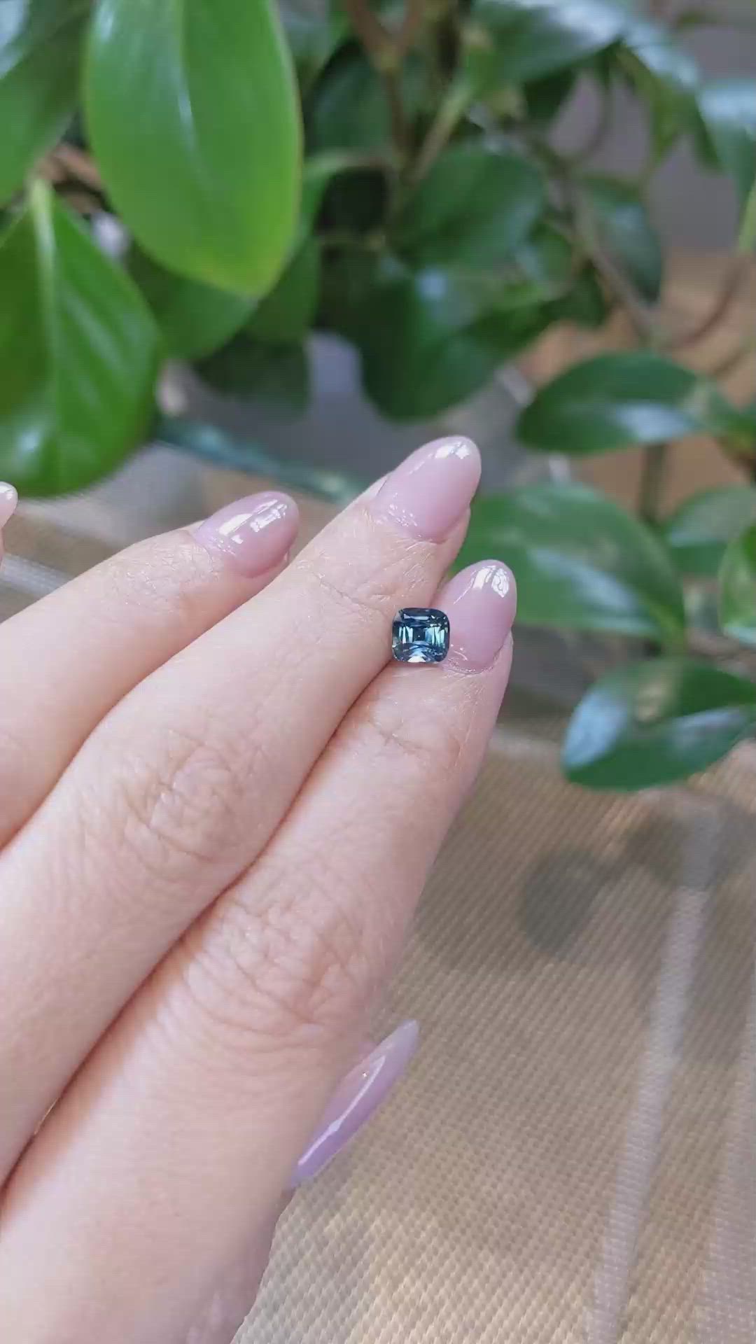 1.23 Ct. Greenish Blue Sapphire from Madagascar Size Video