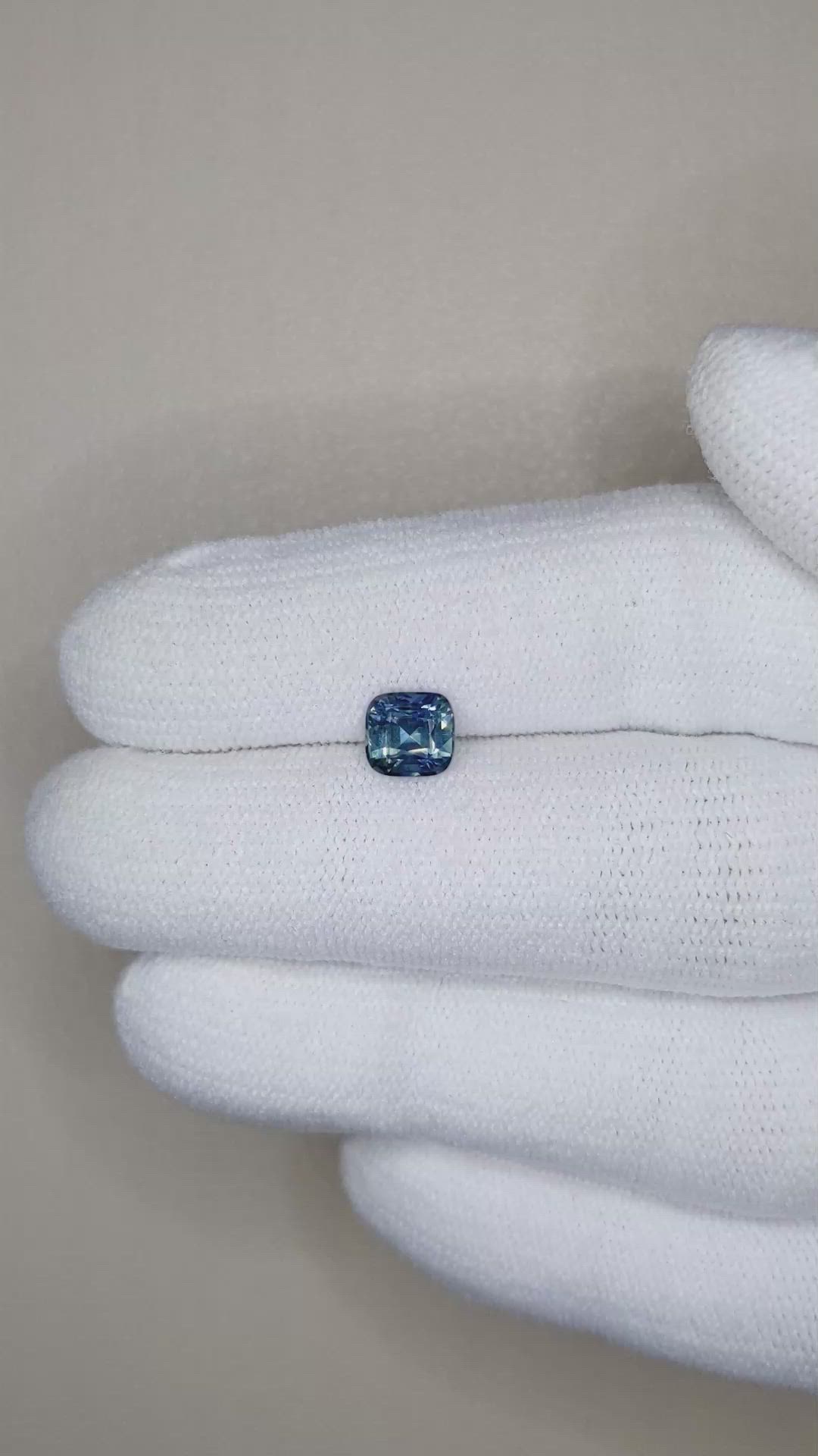 1.23 Ct. Greenish Blue Sapphire from Madagascar Size Video