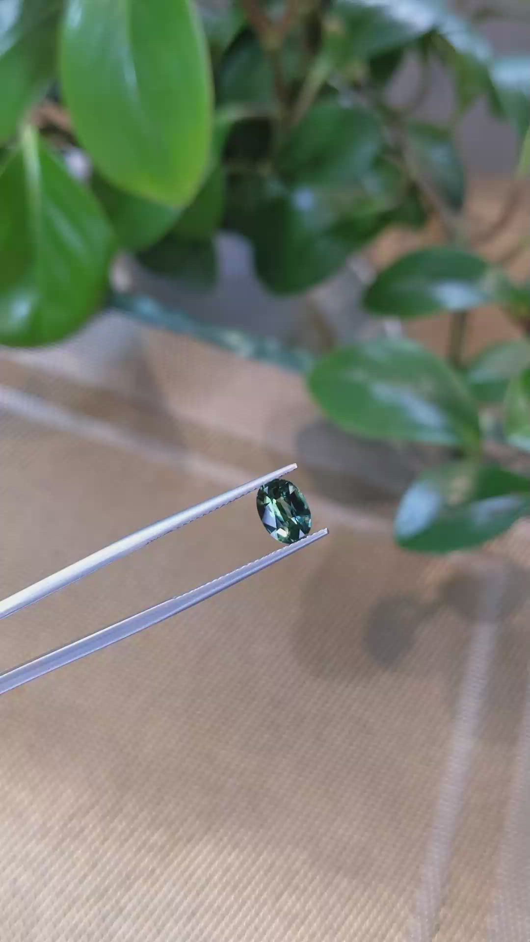 1.46 Ct. Bluish Green Sapphire from Madagascar Size Video