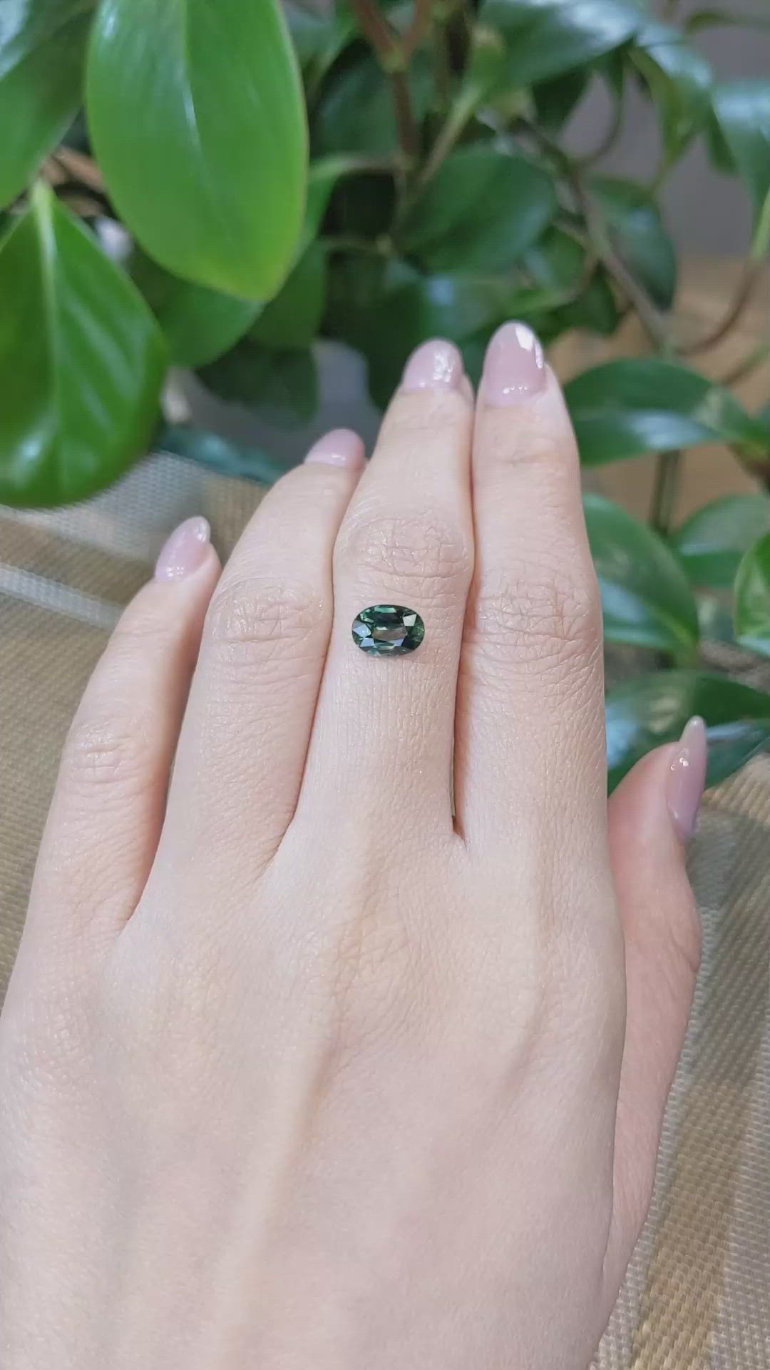 1.46 Ct. Bluish Green Sapphire from Madagascar Size Video