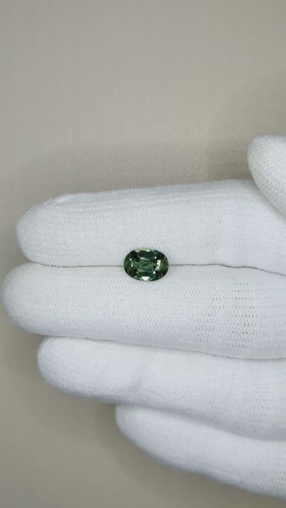 1.46 Ct. Bluish Green Sapphire from Madagascar Size Video