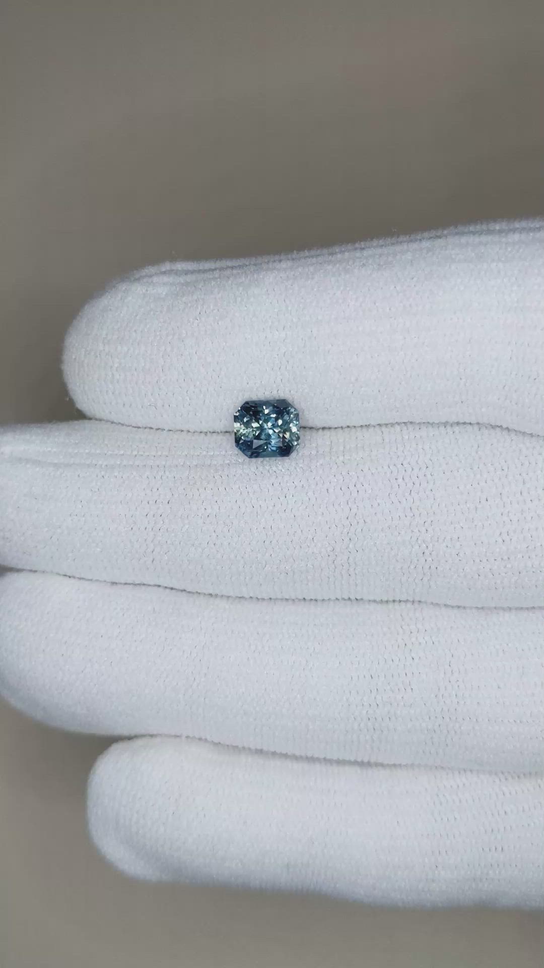 1.62 Ct. Greenish Blue Sapphire from Madagascar Size Video