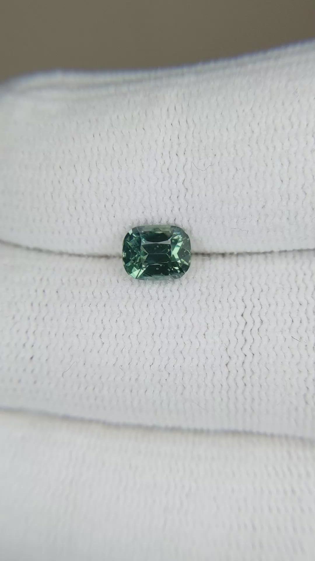 1.28 Ct. Bluish Green Sapphire from Madagascar Size Video