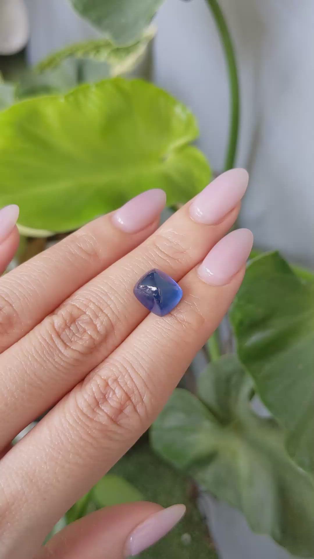 7.65 Ct. Blue Cabochon Sapphire from Ceylon (Sri Lanka) Size Video