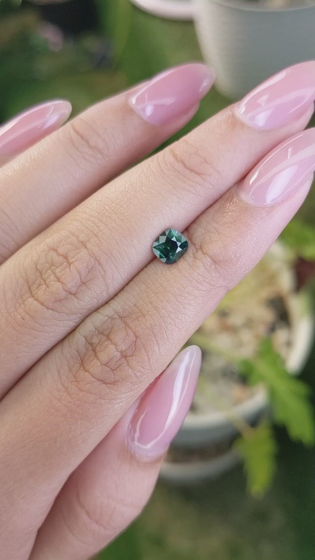 0.81 Ct. Greenish Blue Sapphire from Madagascar Size Video