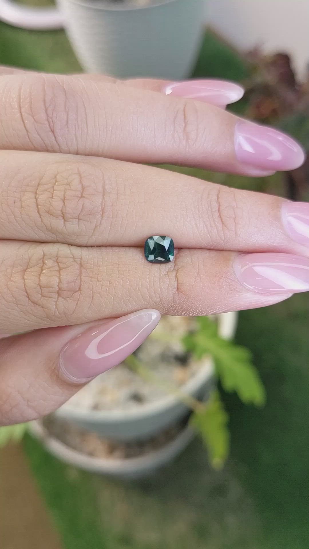 0.81 Ct. Greenish Blue Sapphire from Madagascar Size Video