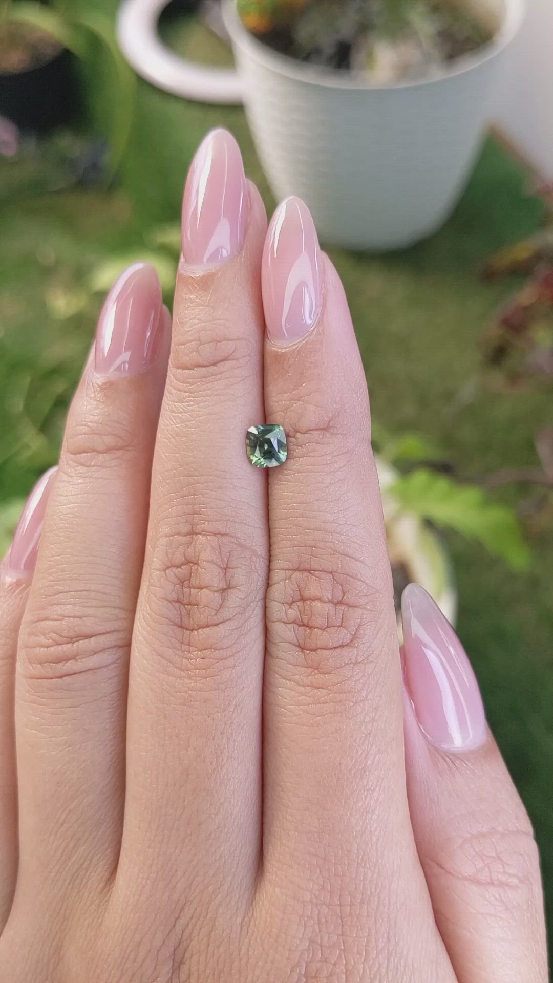 0.80 Ct. Yellowish Green Sapphire from Madagascar Size Video