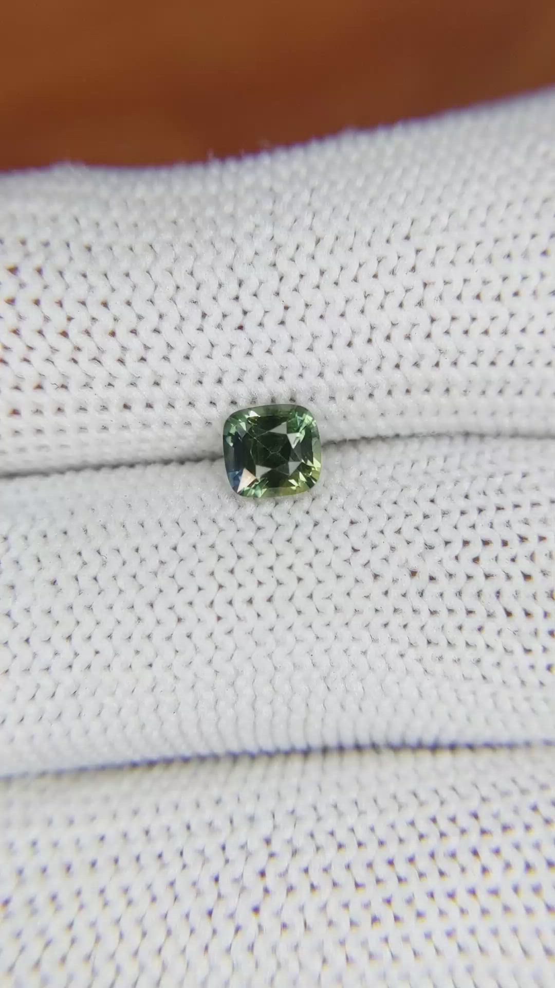 0.80 Ct. Yellowish Green Sapphire from Madagascar Size Video