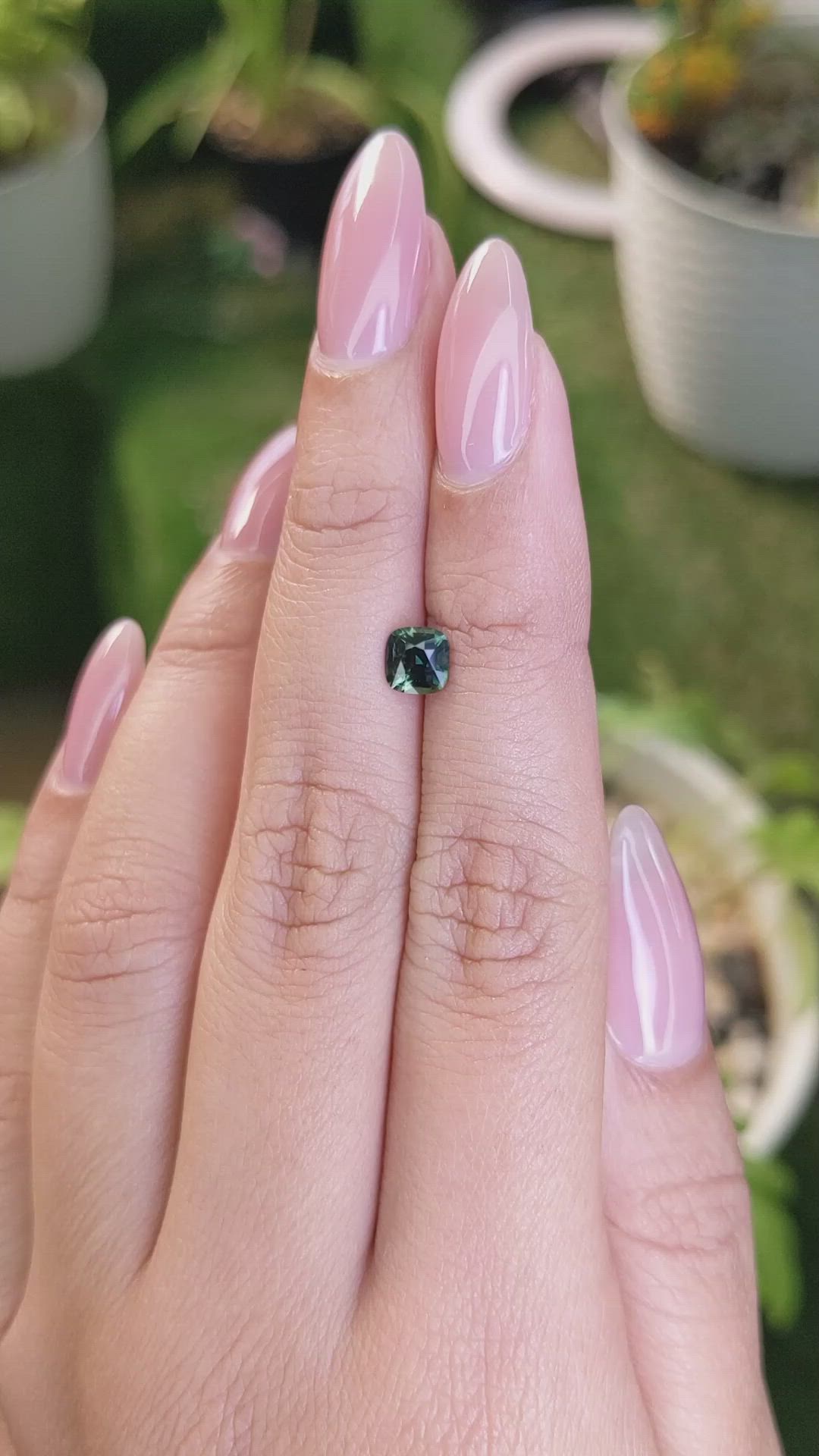 0.76 Ct. Bluish Green Sapphire from Madagascar Size Video