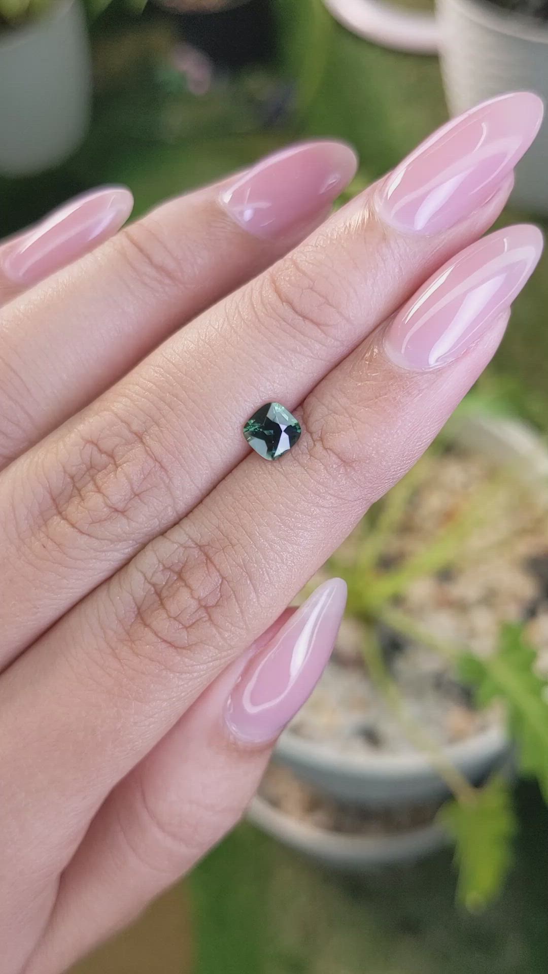 0.76 Ct. Bluish Green Sapphire from Madagascar Size Video