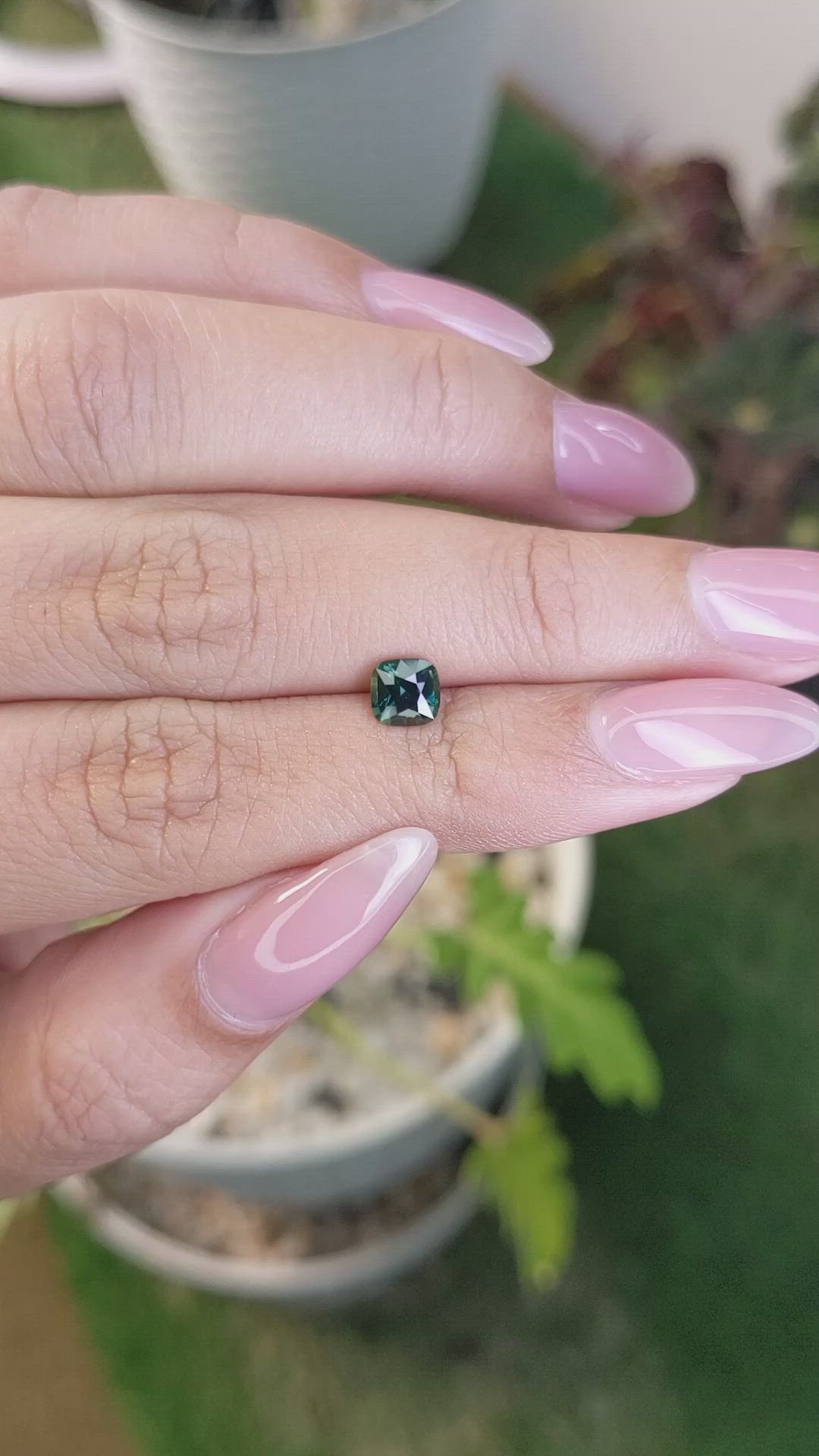 0.76 Ct. Bluish Green Sapphire from Madagascar Size Video