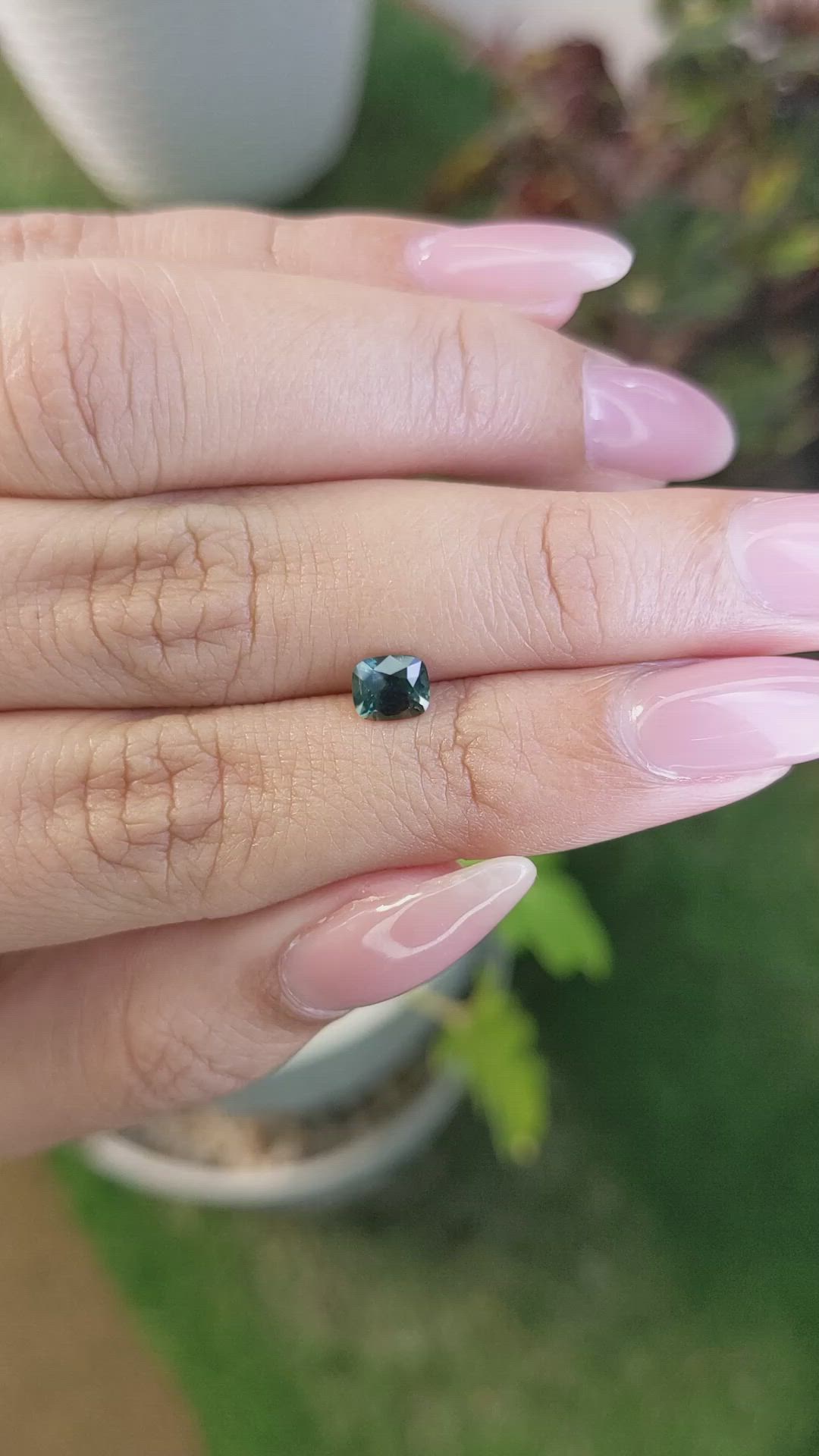 0.68 Ct. Bluish Green Sapphire from Madagascar Size Video