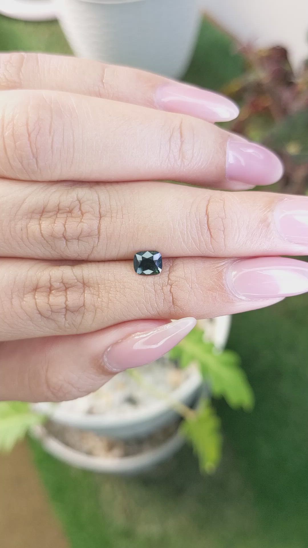 0.72 Ct. Bluish Green Sapphire from Madagascar Size Video