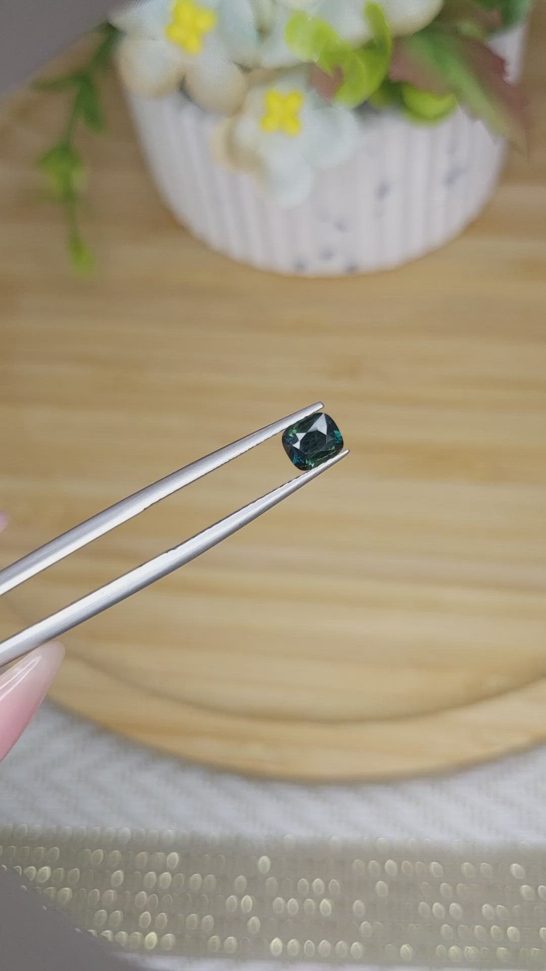 0.72 Ct. Bluish Green Sapphire from Madagascar Size Video