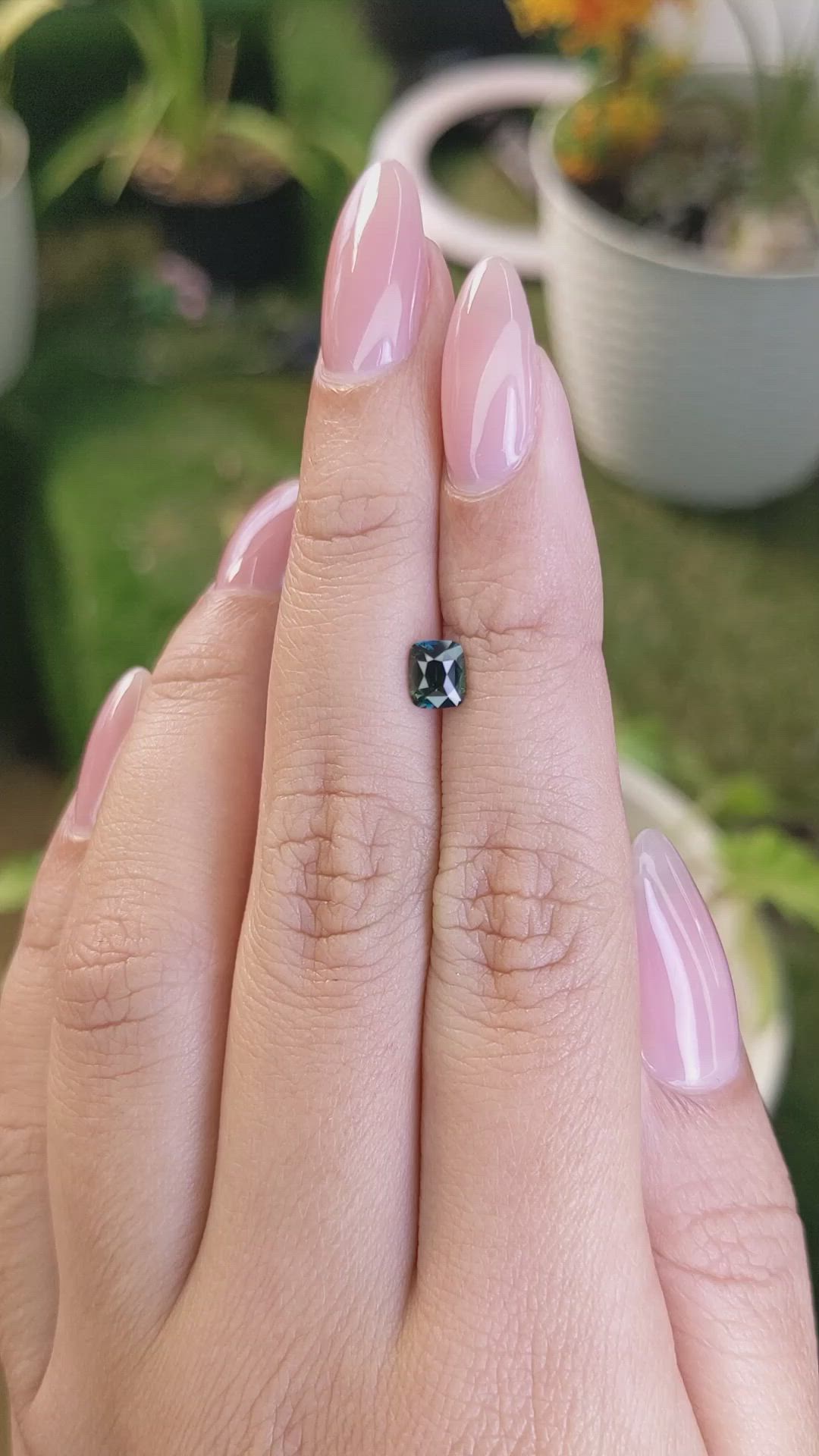 0.76 Ct. Bluish Green Sapphire from Madagascar Size Video