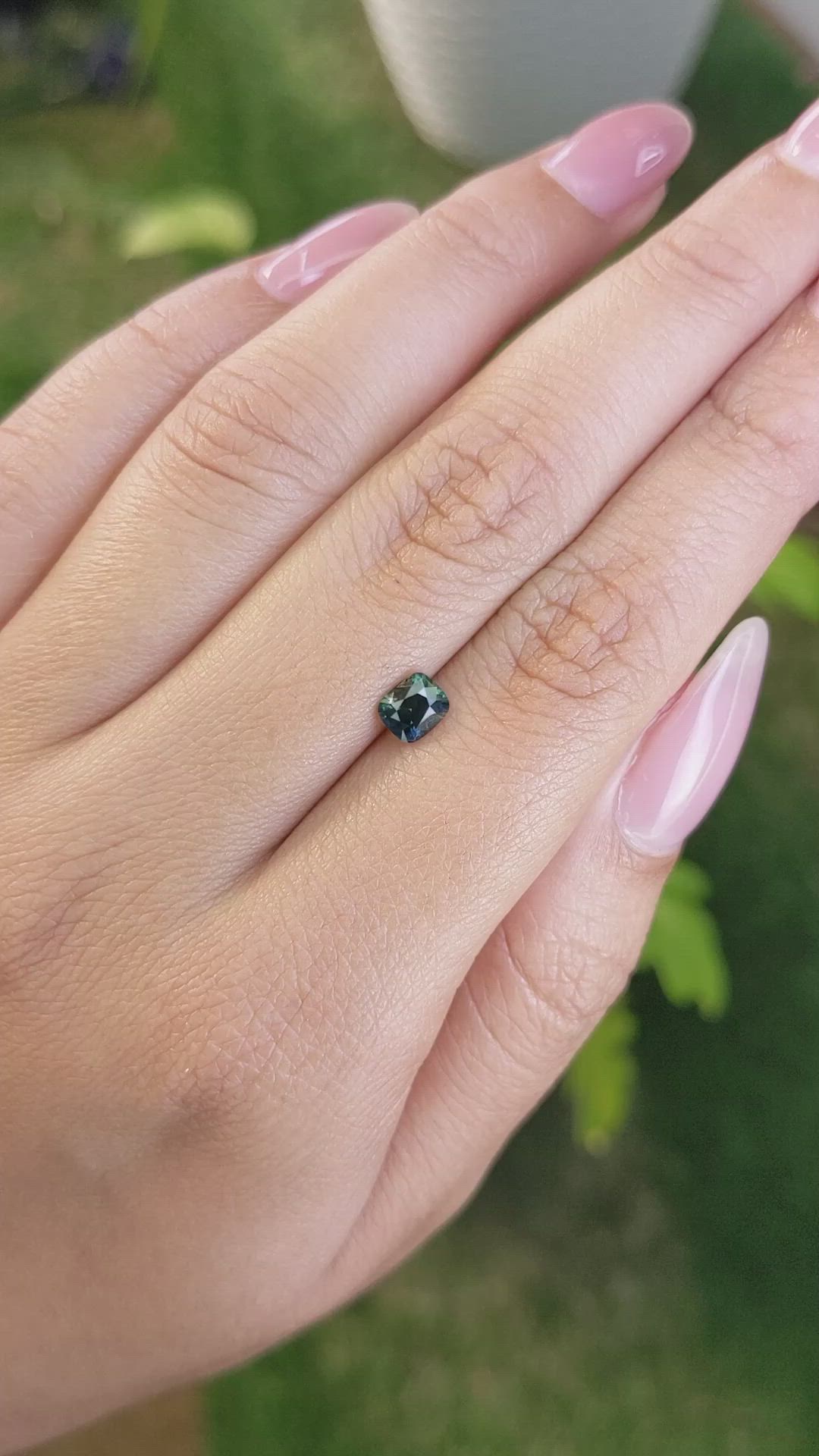 0.72 Ct. Bluish Green Sapphire from Madagascar Size Video