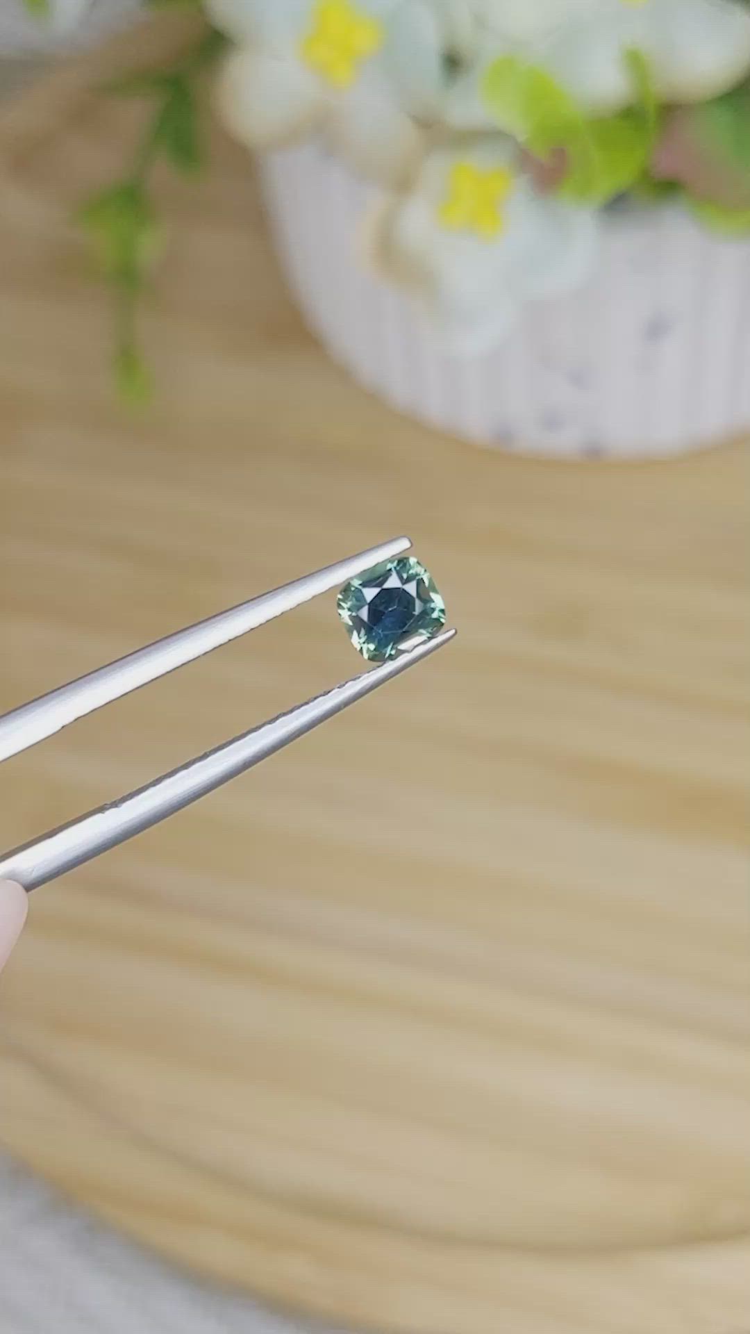 0.68 Ct. Bluish Green Sapphire from Madagascar Size Video