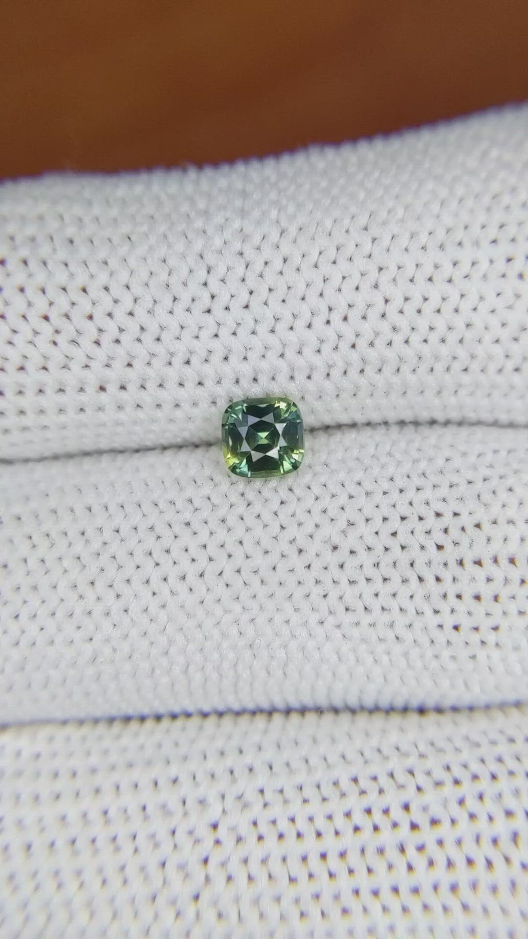 0.56 Ct. Yellowish Green Sapphire from Madagascar Size Video