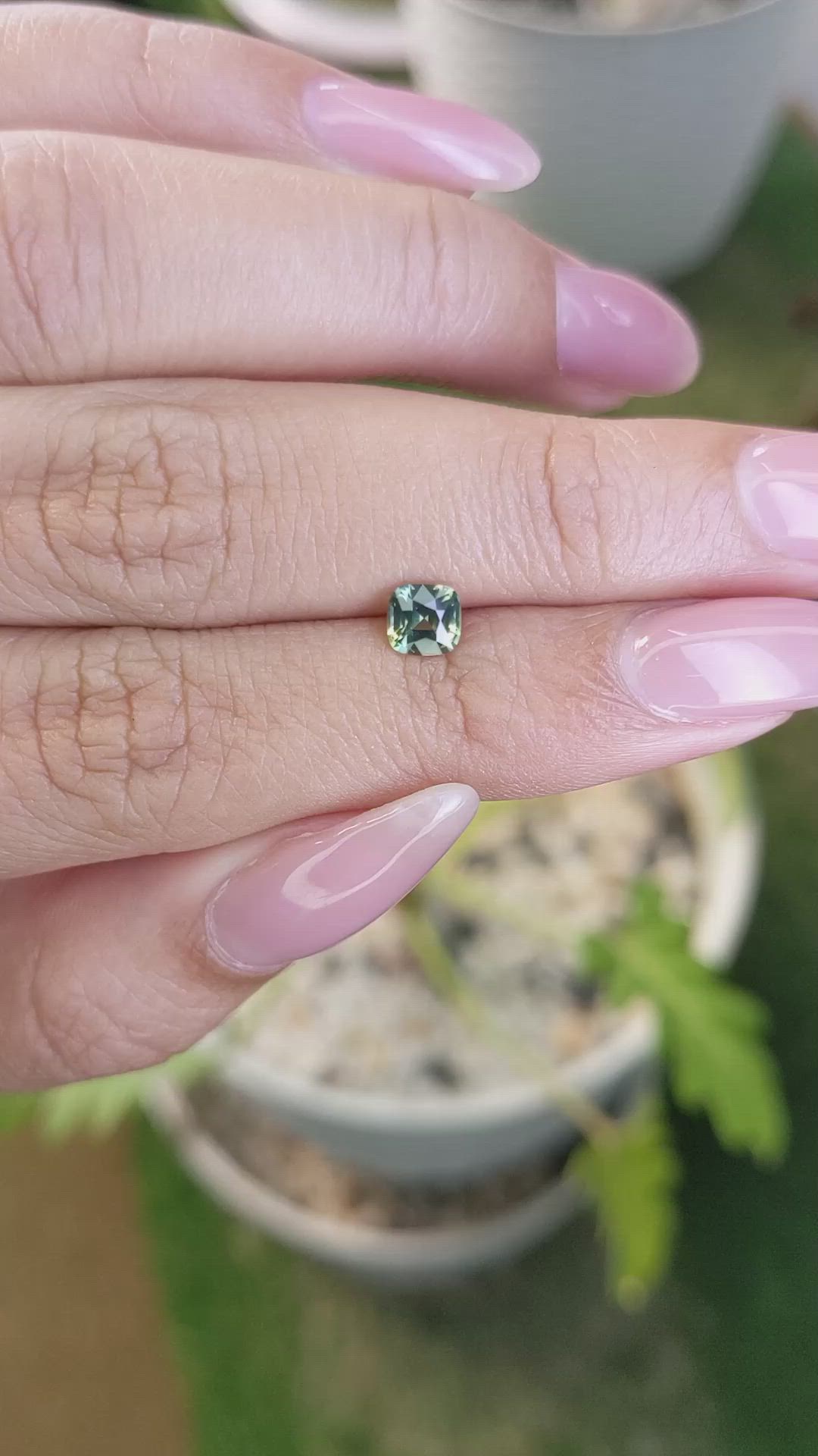 0.56 Ct. Yellowish Green Sapphire from Madagascar Size Video