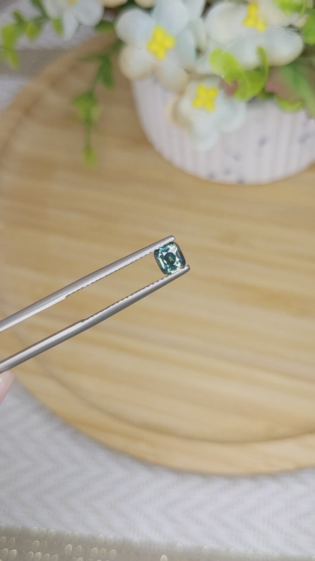 0.58 Ct. Bluish Green Sapphire from Madagascar Size Video