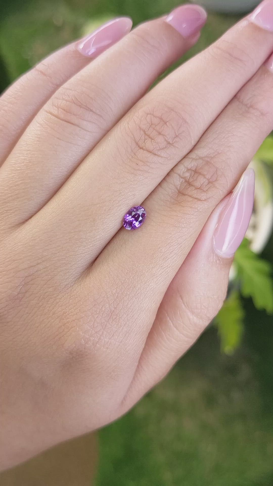 0.71 Ct. Pinkish Purple Sapphire from Ceylon (Sri Lanka) Size Video