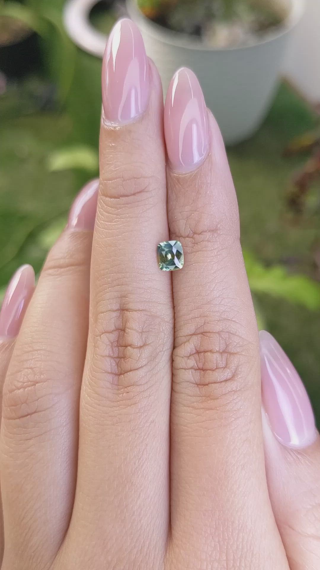 0.67 Ct. Yellowish Green Sapphire from Madagascar Size Video