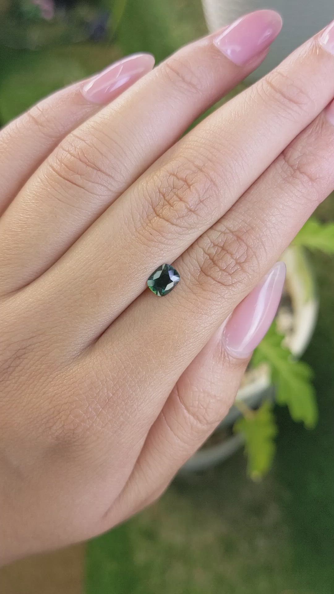 0.85 Ct. Bluish Green Sapphire from Madagascar Size Video