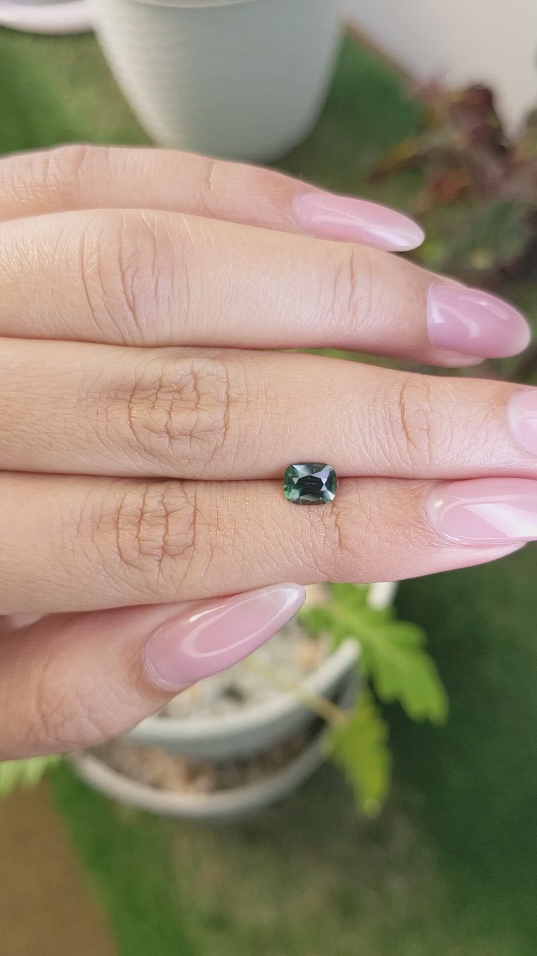 0.85 Ct. Bluish Green Sapphire from Madagascar Size Video