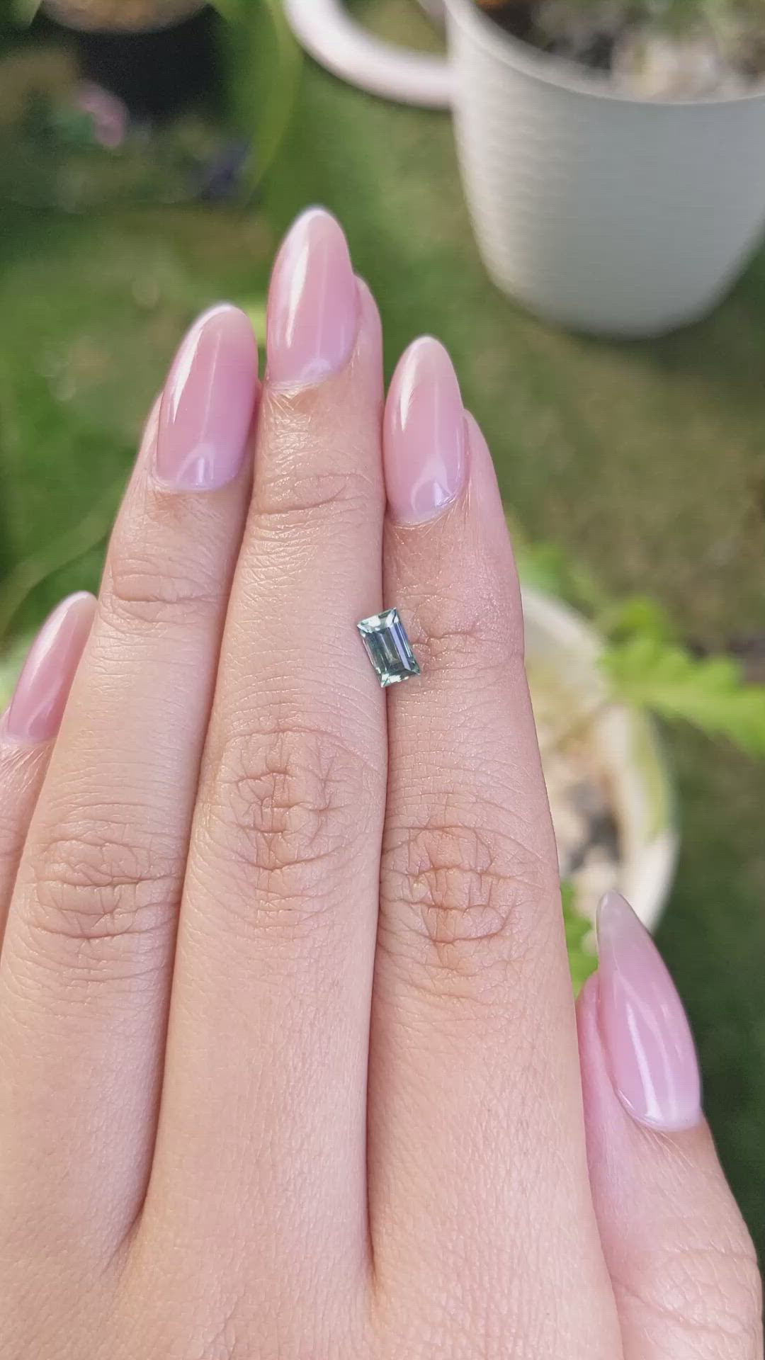 0.78 Ct. Bluish Green Sapphire from Madagascar Size Video