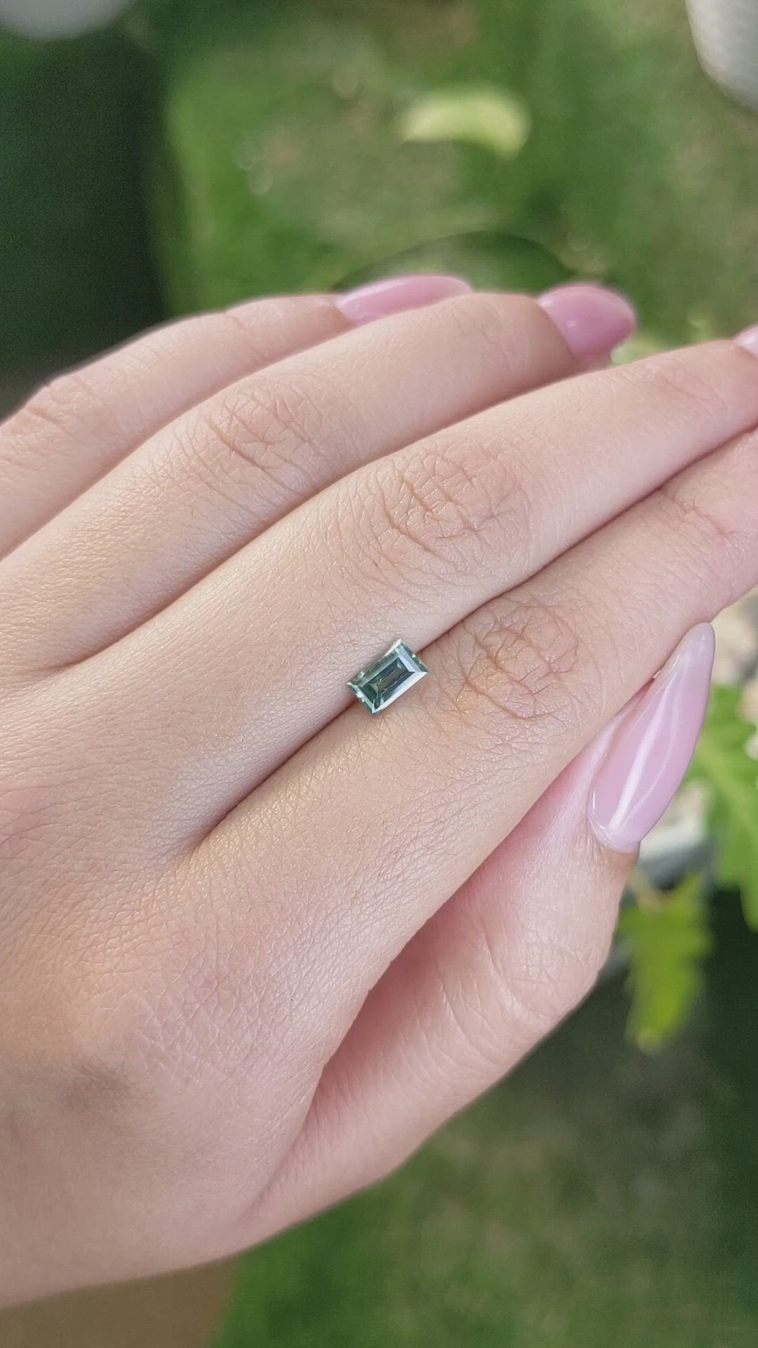 0.78 Ct. Bluish Green Sapphire from Madagascar Size Video