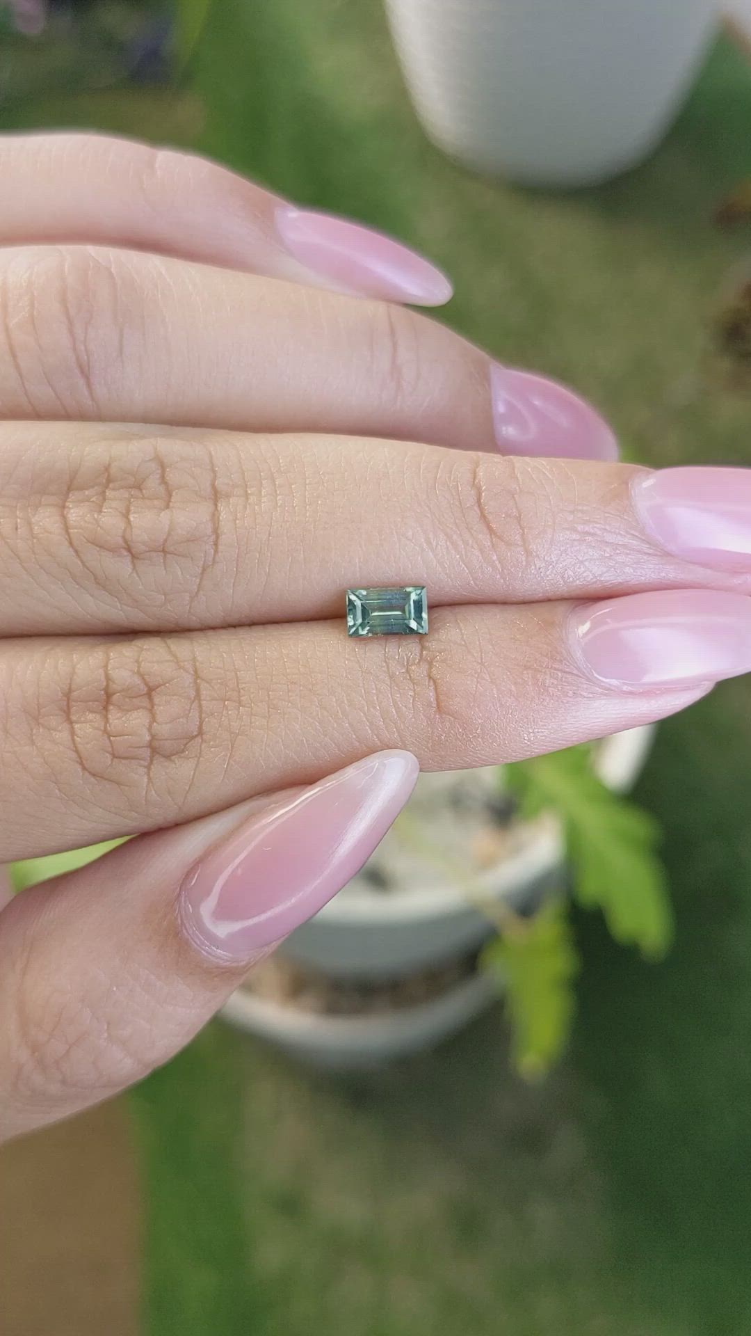 0.78 Ct. Bluish Green Sapphire from Madagascar Size Video