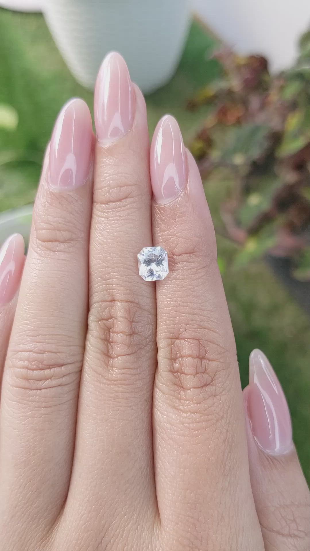 1.30 Ct. White Sapphire from Ceylon (Sri Lanka) Size Video