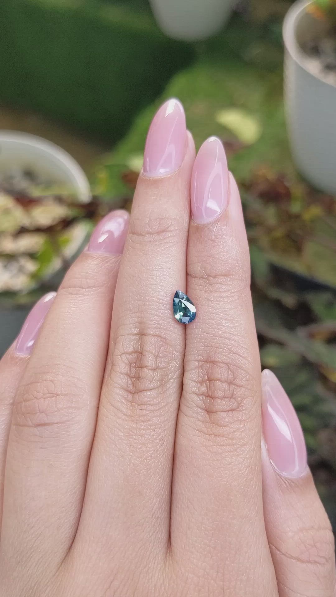 0.79 Ct. Greenish Blue Sapphire from Madagascar Size Video