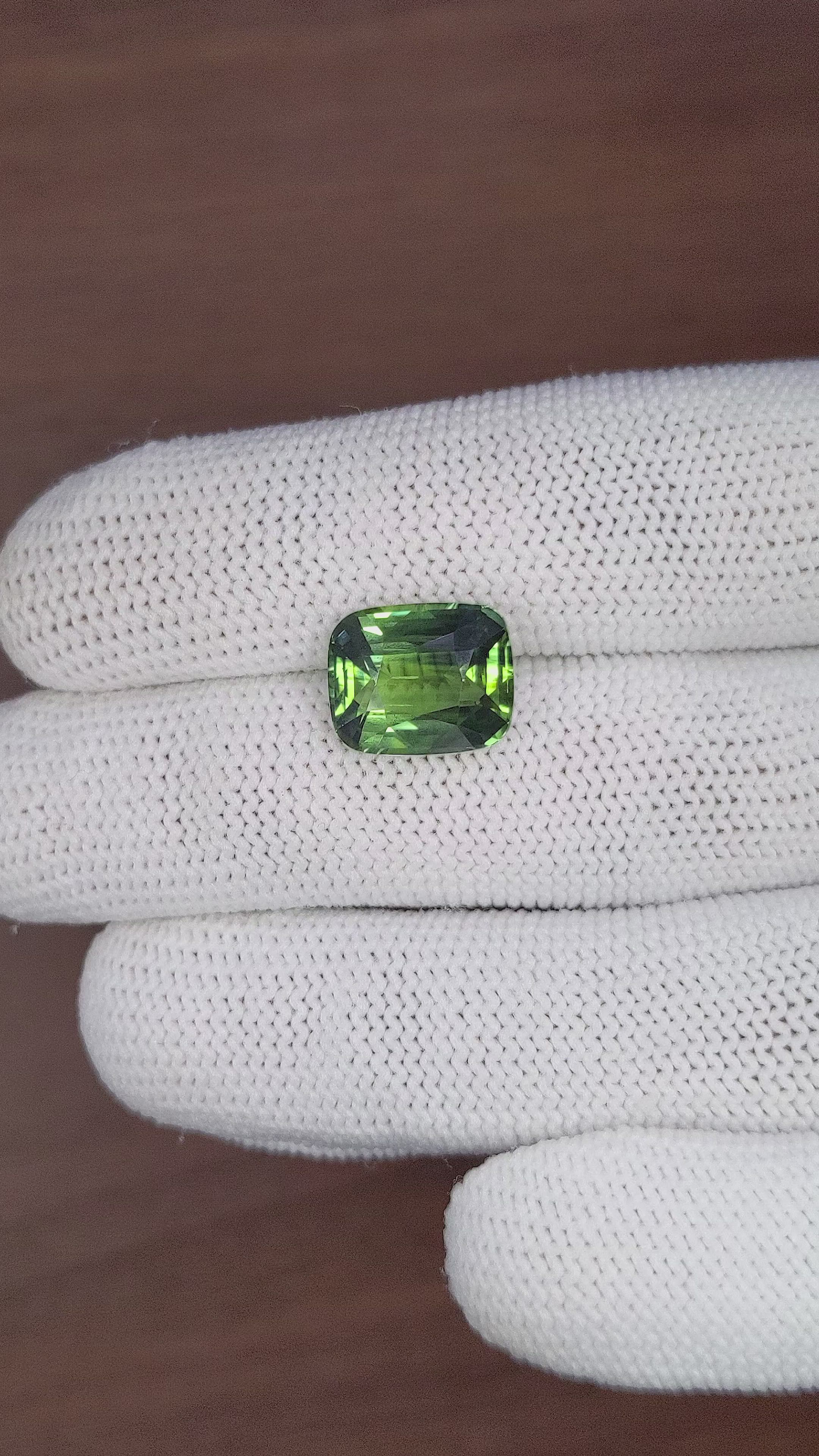 7.55 Ct. Yellowish Green Sapphire from Madagascar Size Video
