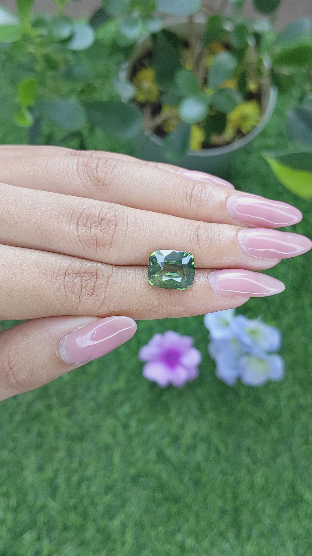 7.55 Ct. Yellowish Green Sapphire from Madagascar Size Video