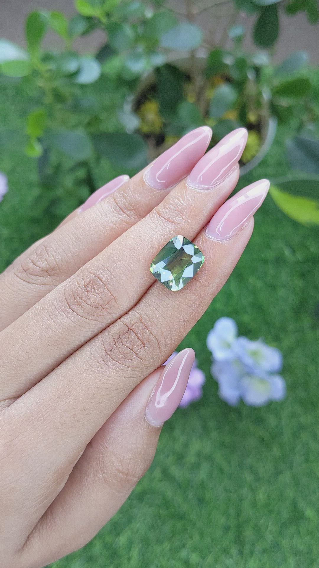 7.55 Ct. Yellowish Green Sapphire from Madagascar Size Video