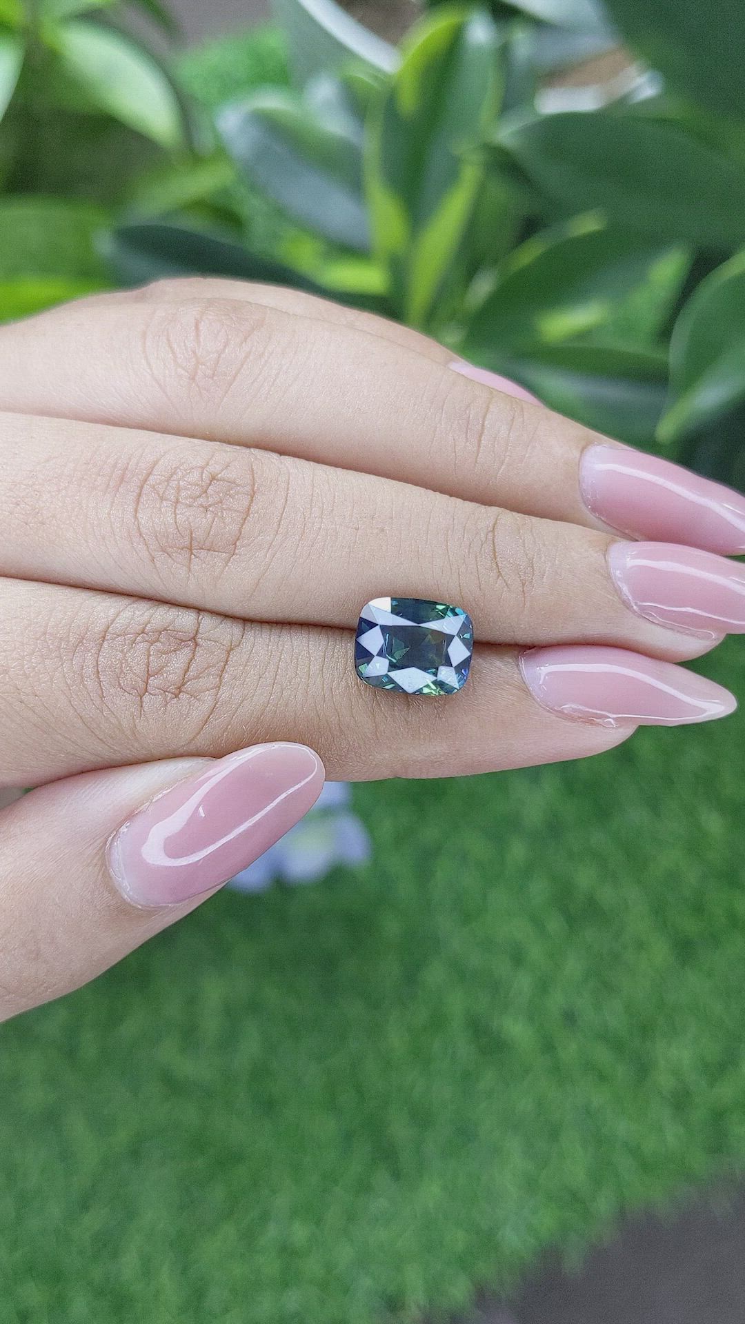 5.02 Ct. Bluish Green Sapphire from Madagascar Size Video