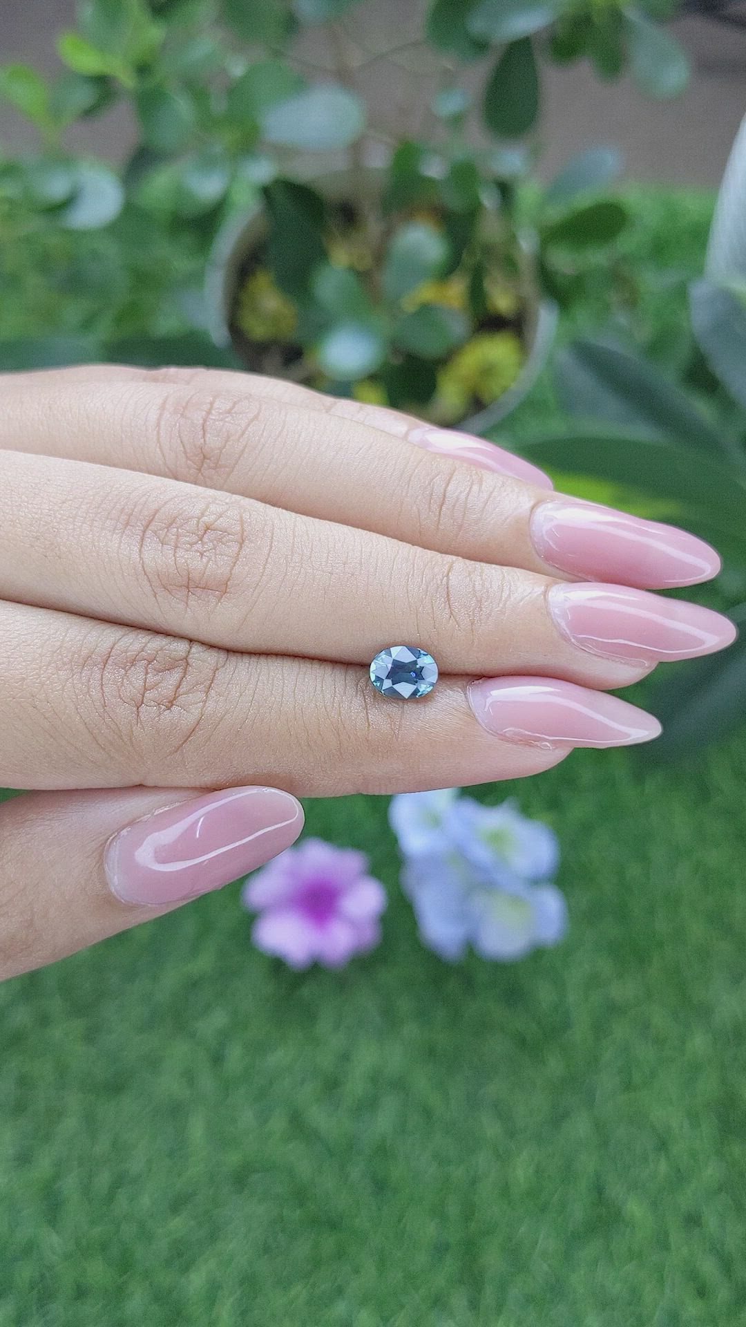 1.19 Ct. Bluish Green Sapphire from Madagascar Size Video