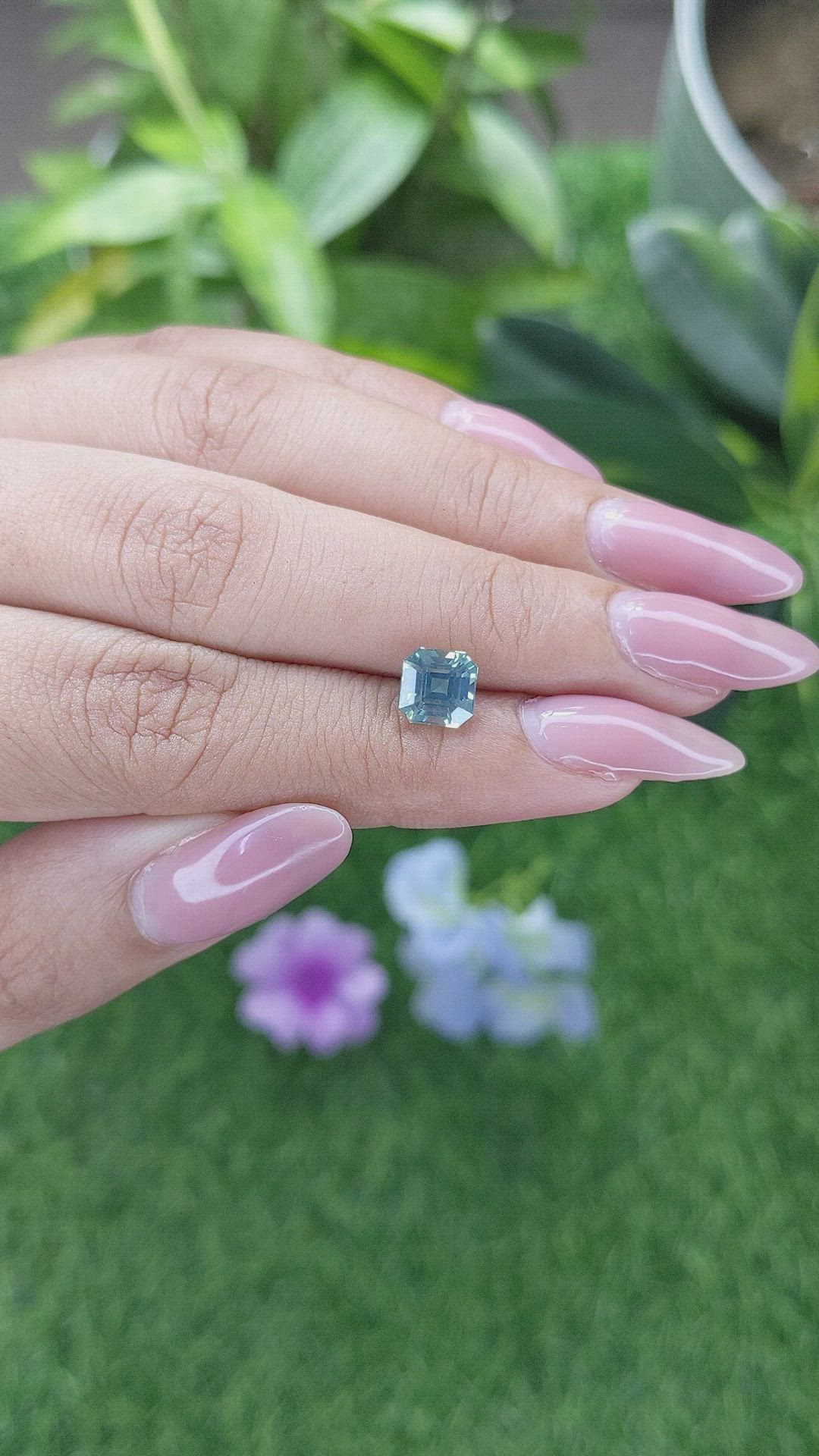 2.05 Ct. Bluish Green Sapphire from Madagascar Size Video