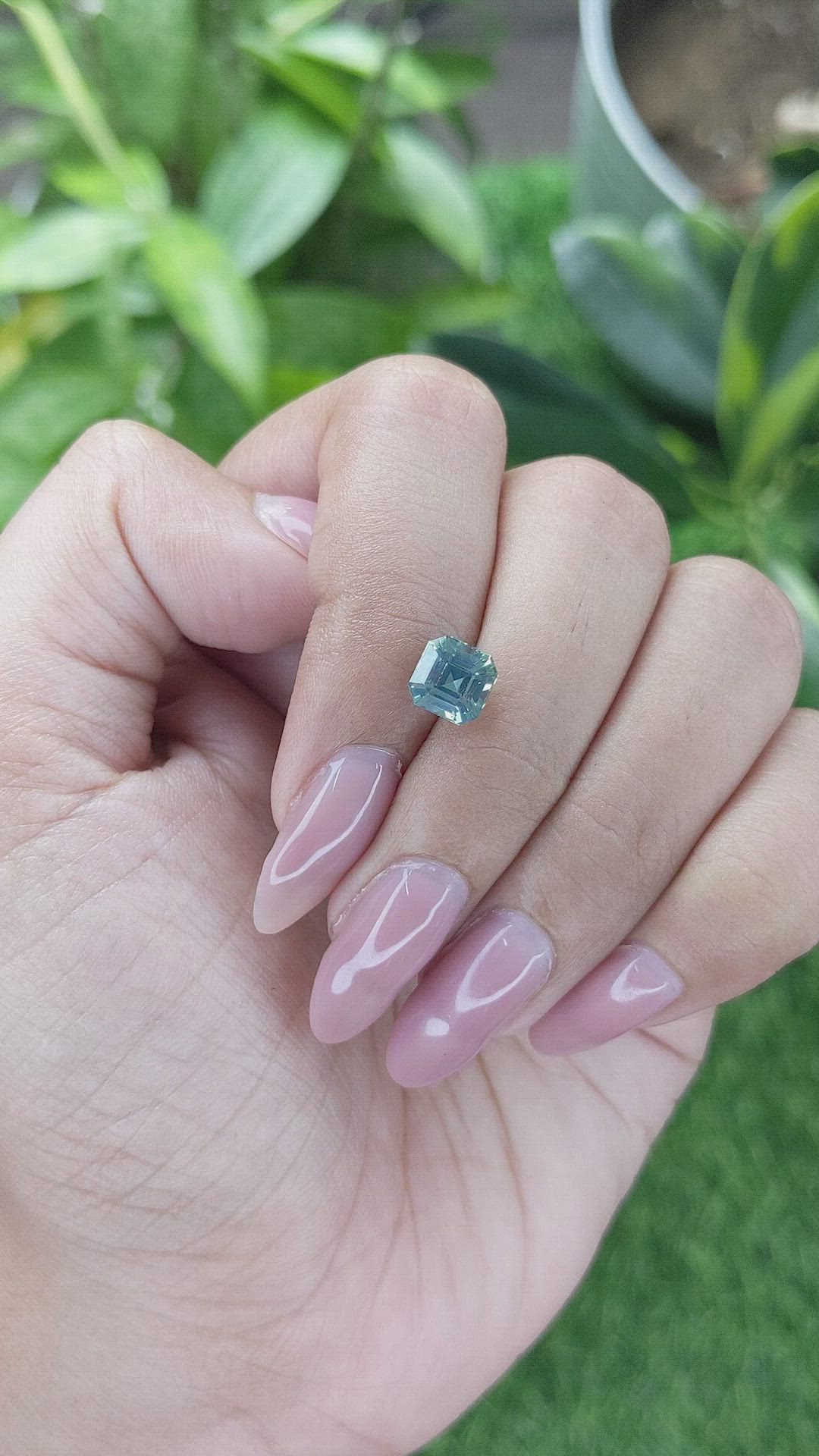 2.05 Ct. Bluish Green Sapphire from Madagascar Size Video