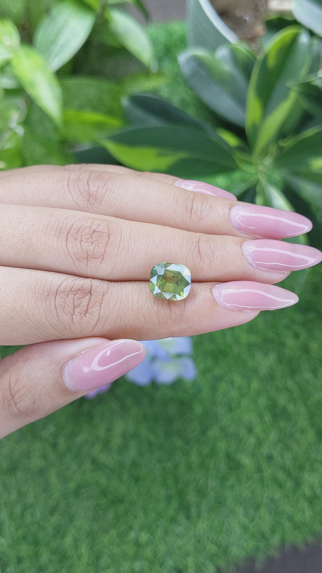 5.17 Ct. Yellowish Green Sapphire from Madagascar Size Video