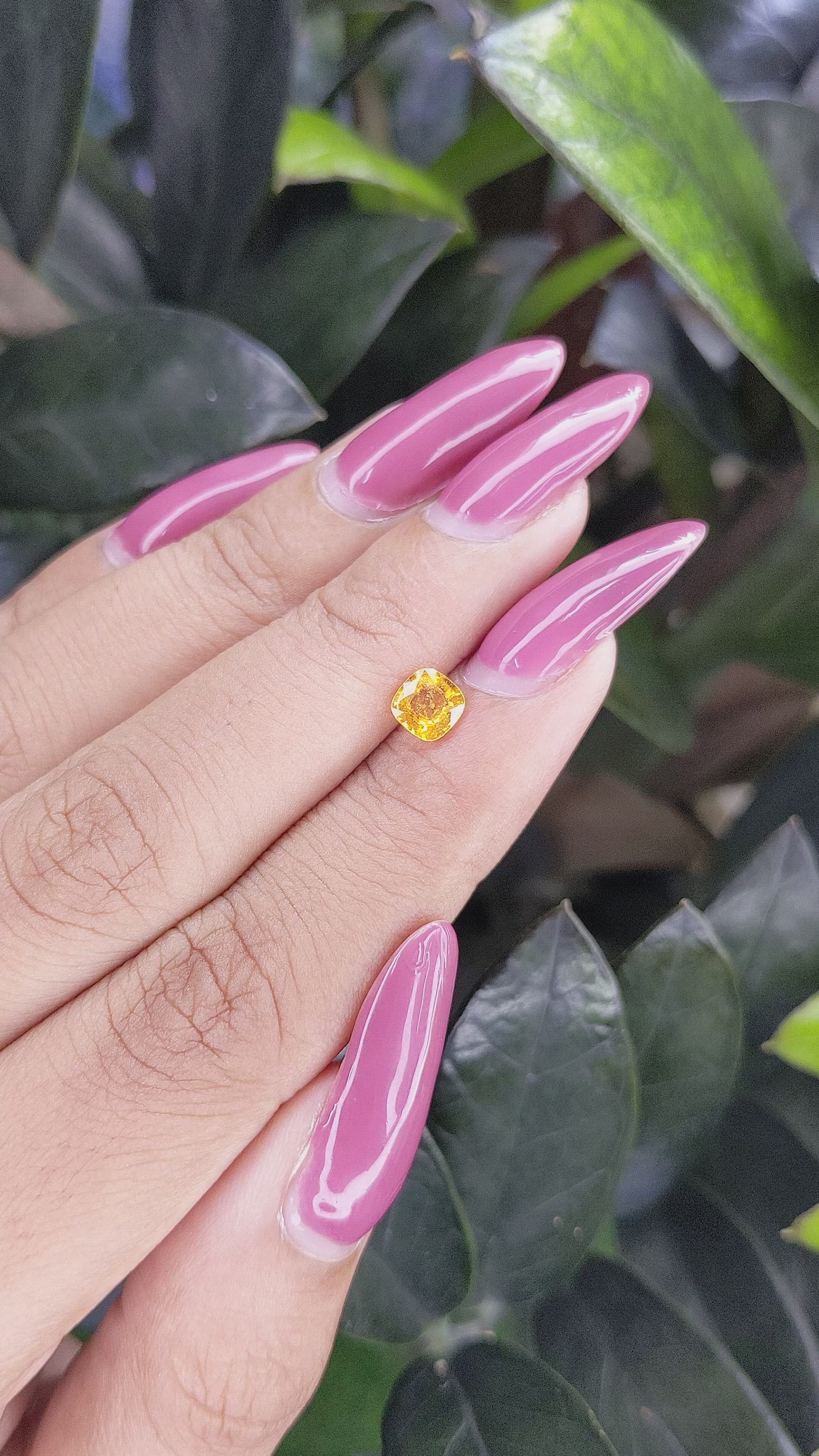 0.66 Ct. Orangish Yellow Sapphire from Ceylon (Sri Lanka) Size Video