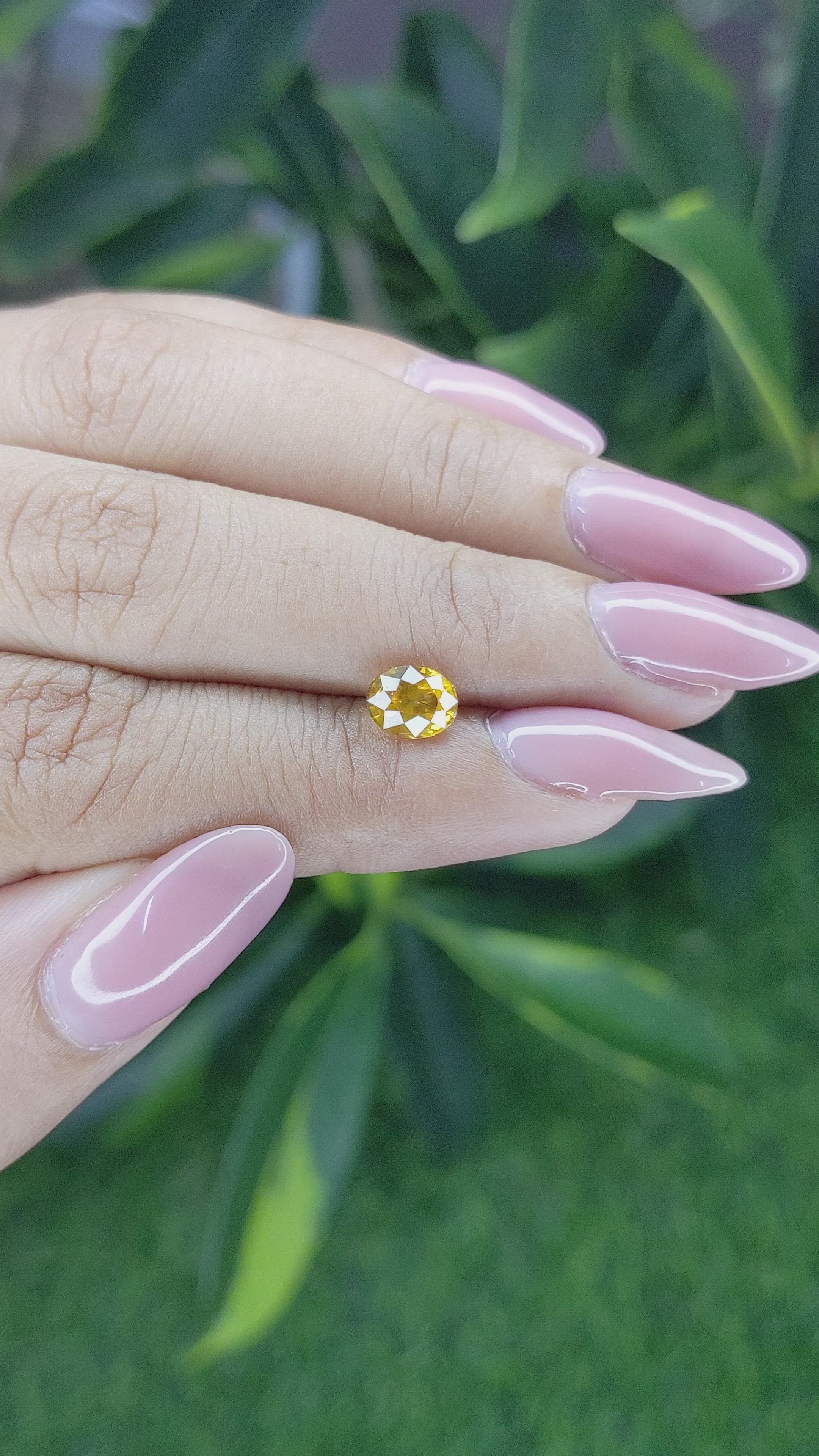 1.12 Ct. Orangish Yellow Sapphire from Ceylon (Sri Lanka) Size Video