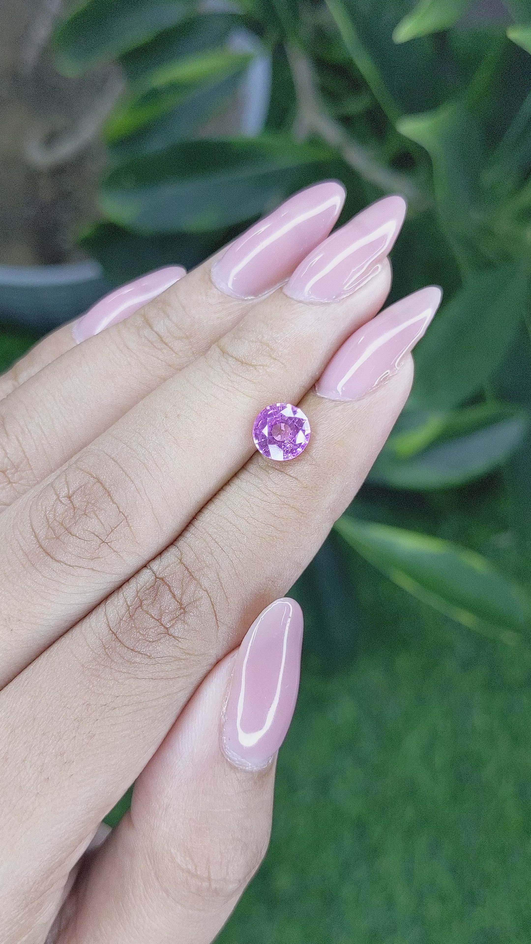 1.38 Ct. Purplish Pink Sapphire from Tanzania Size Video