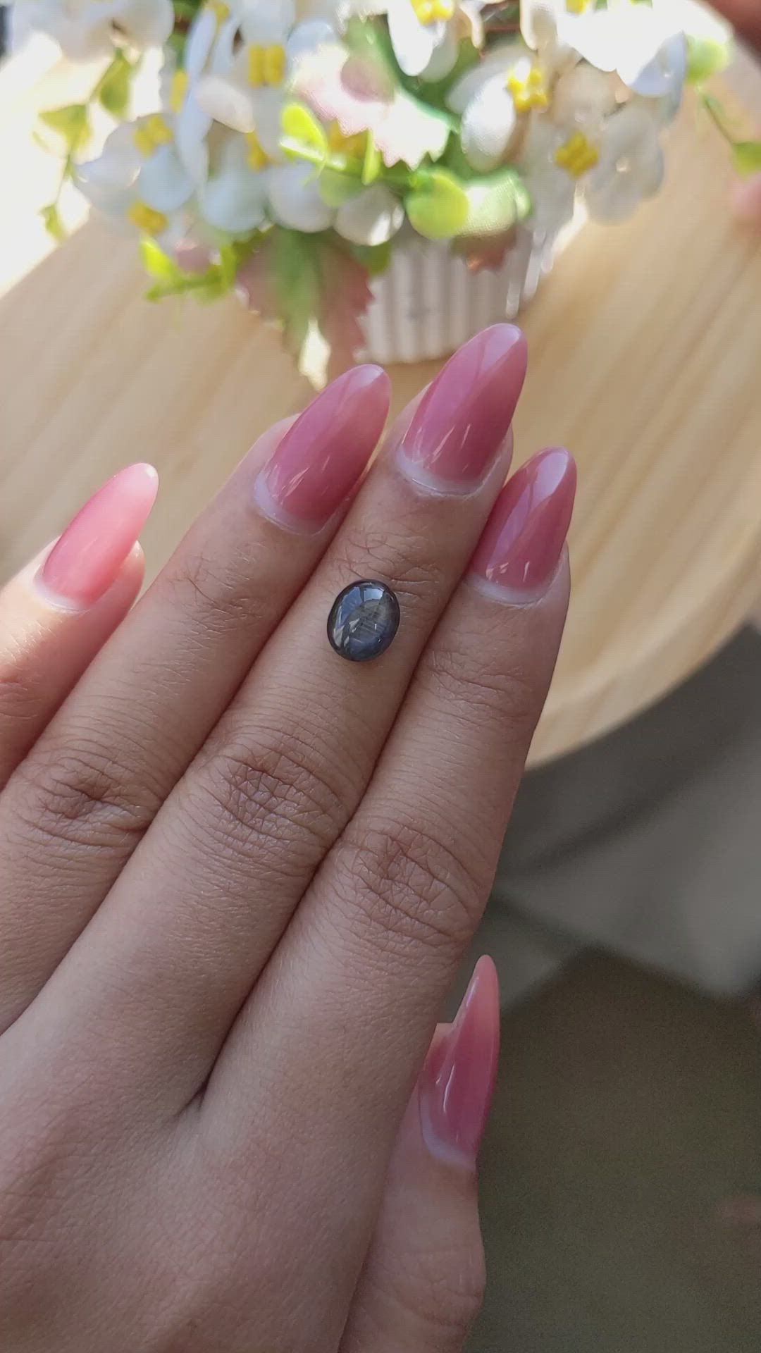 2.28 Ct. Black Star Sapphire from Ceylon (Sri Lanka) Size Video
