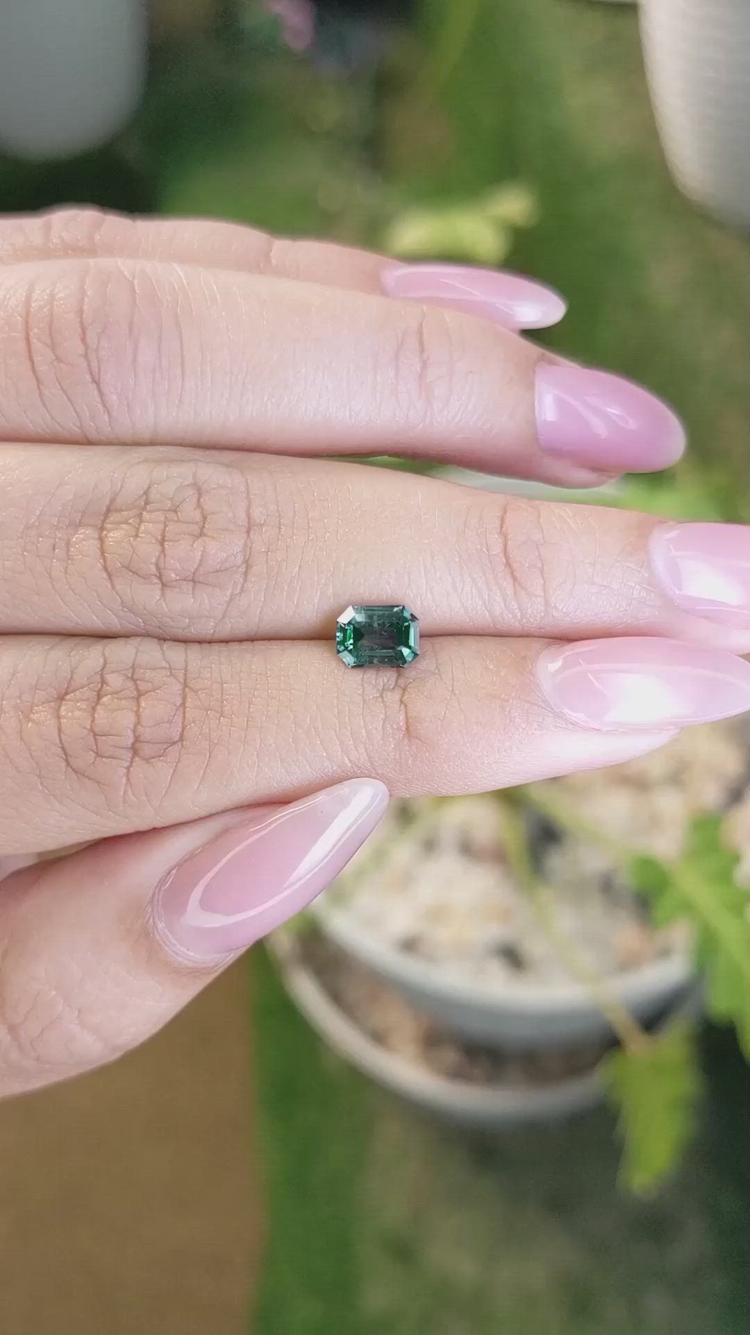 1.22 Ct. Bluish Green Sapphire from Ceylon (Sri Lanka) Size Video