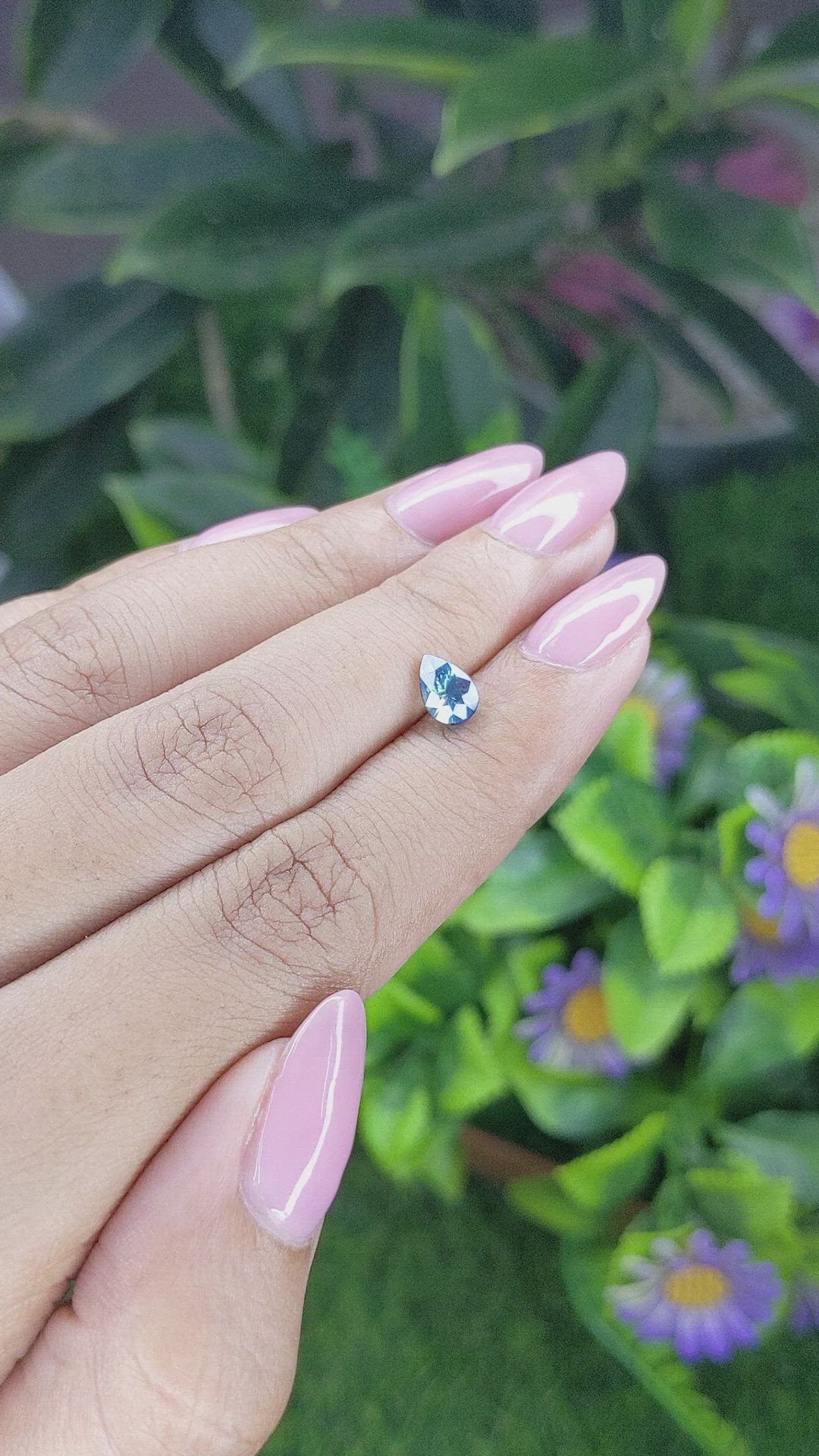 0.93 Ct. Bluish Green Sapphire from Madagascar Size Video