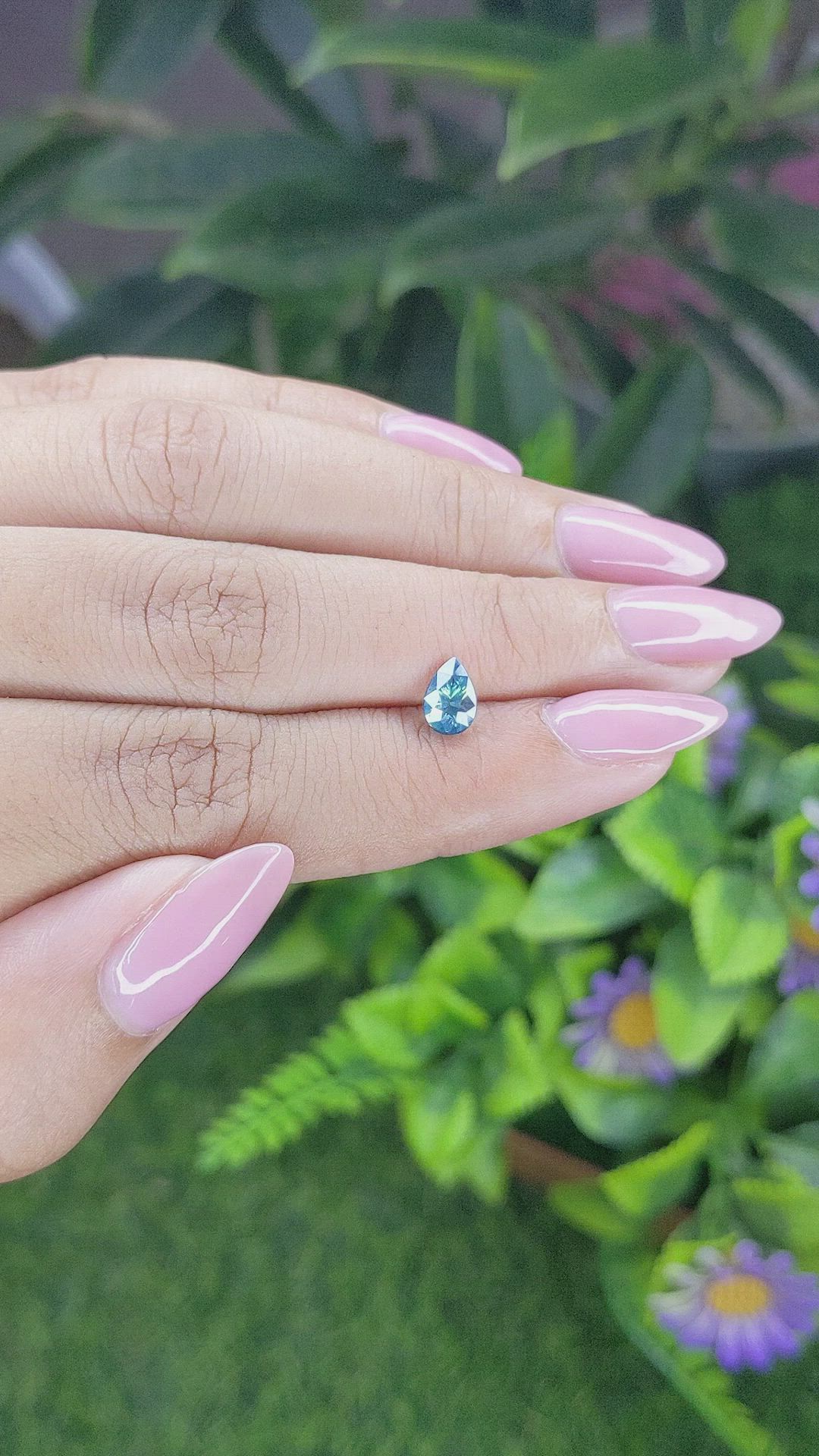 0.93 Ct. Bluish Green Sapphire from Madagascar Size Video