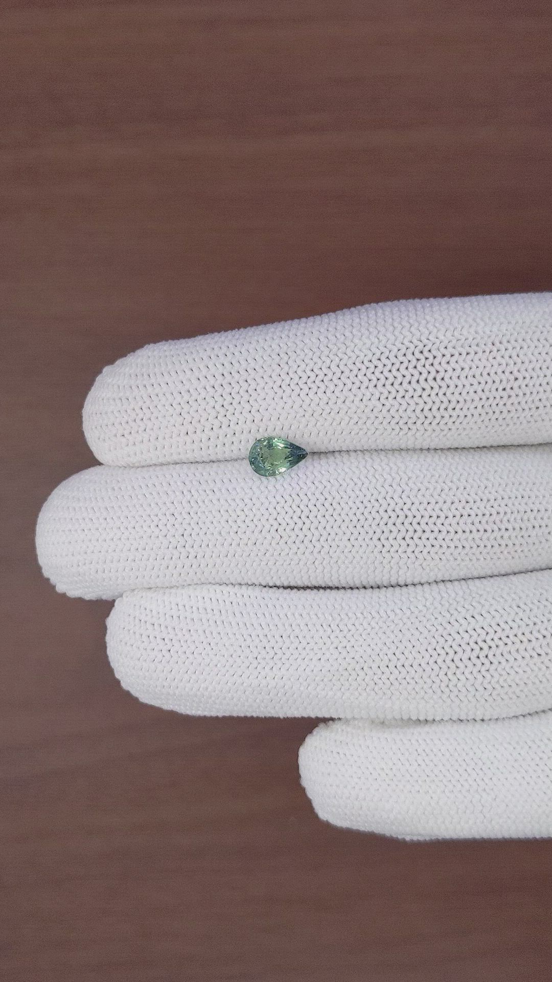 1.06 Ct. Bluish Green Sapphire from Madagascar Size Video